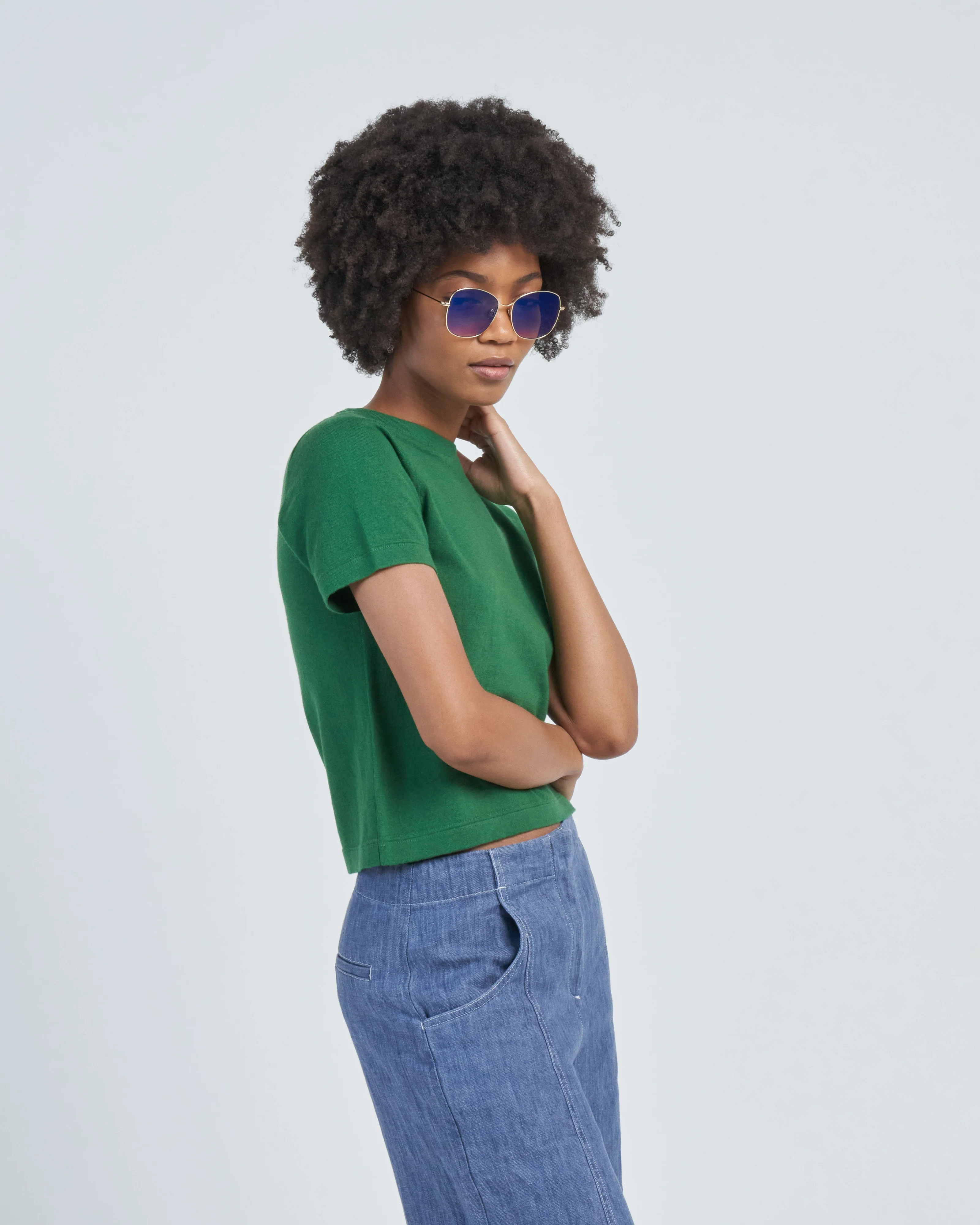 tina cotton cashmere cropped tee - Image 3