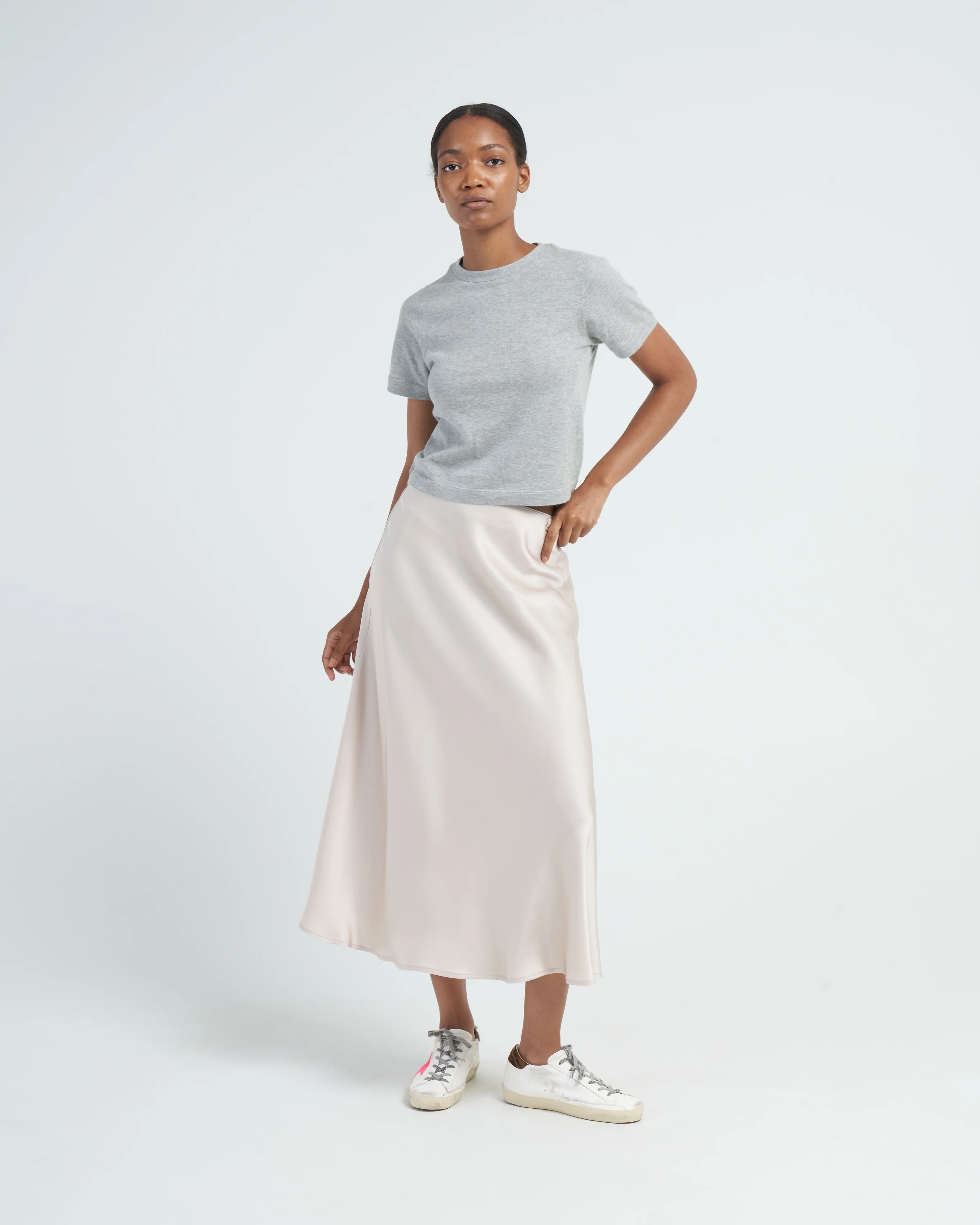 cotton cashmere tee - grey - Image 2