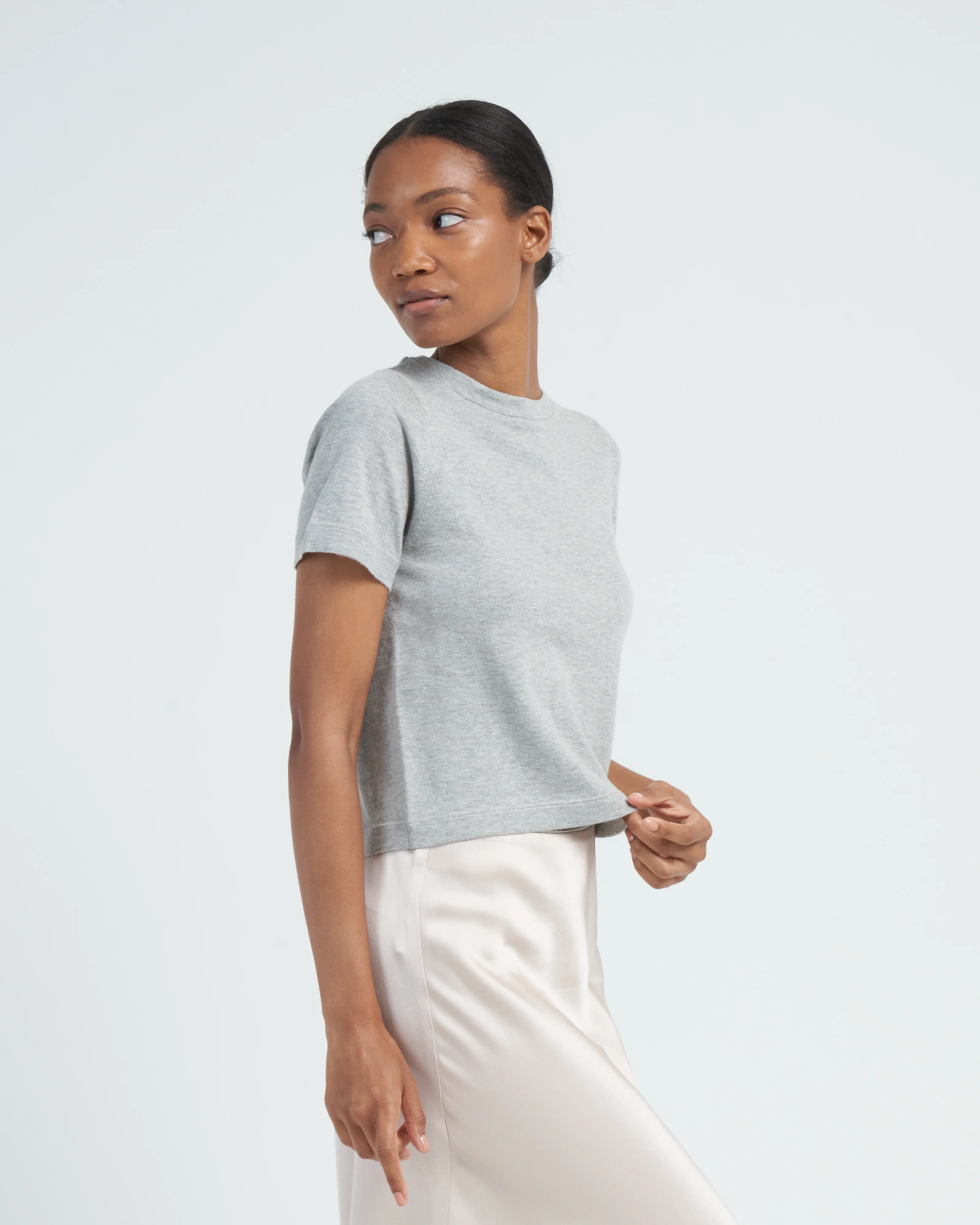 cotton cashmere tee - grey - Image 3