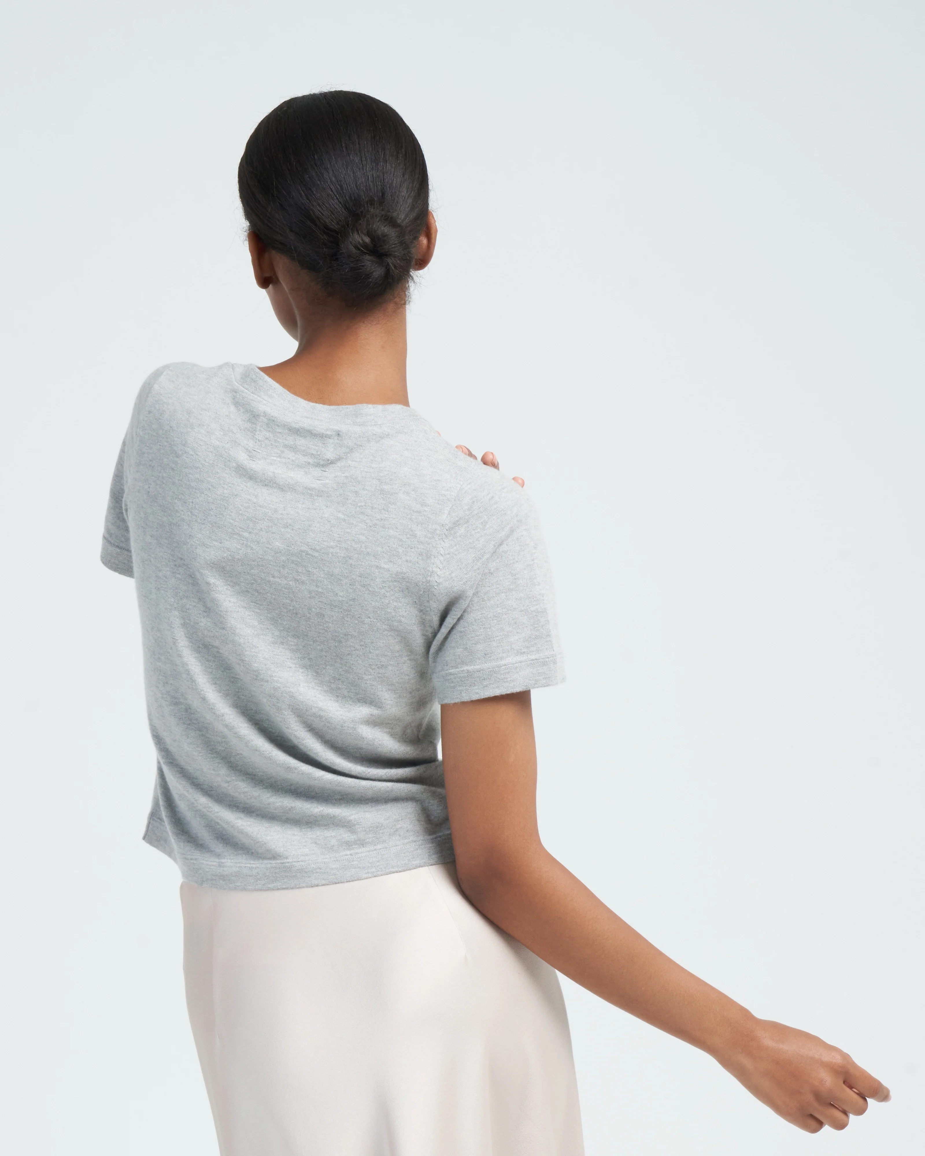 cotton cashmere tee - grey - Image 4