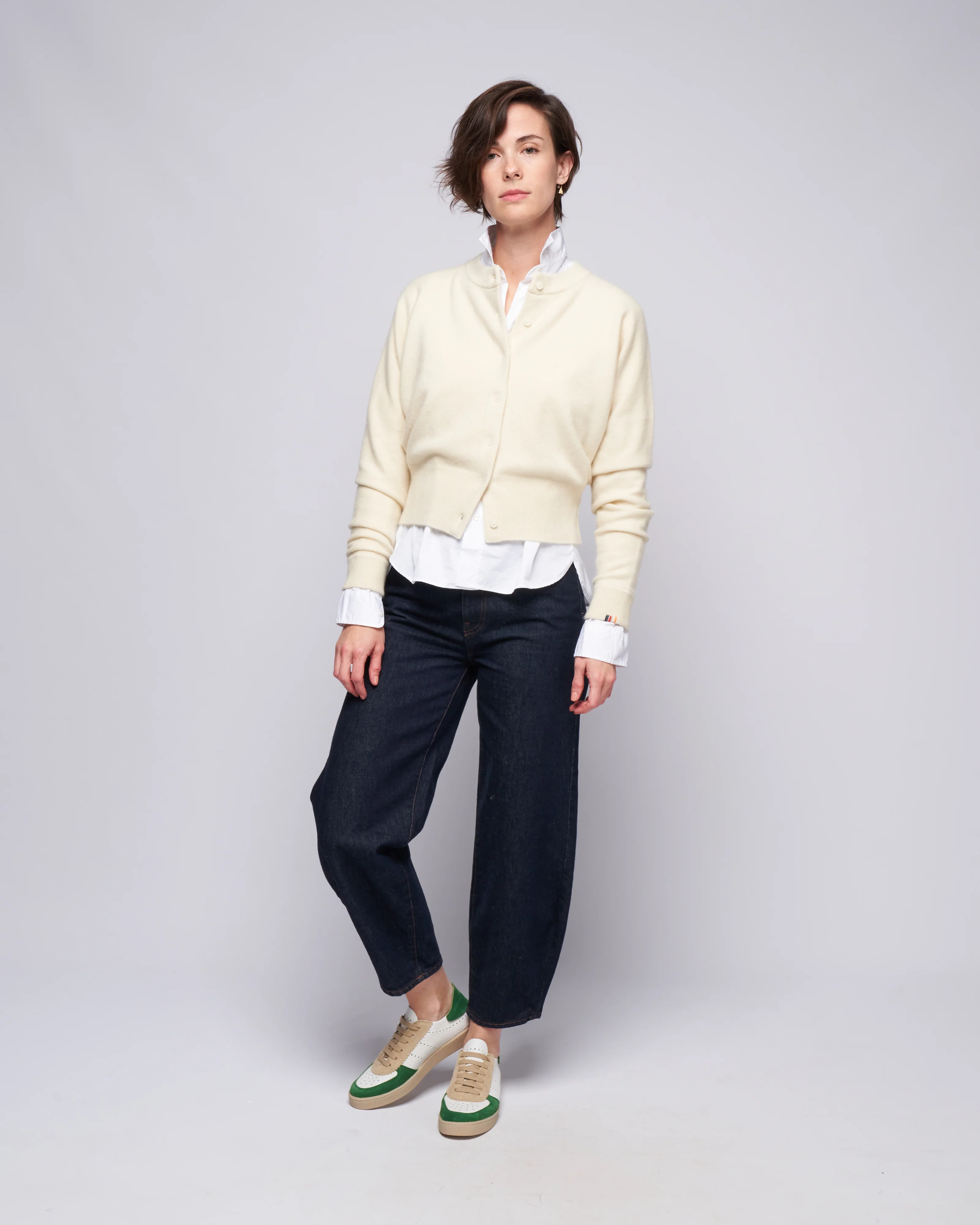 cropped cardigan - cream - Image 2