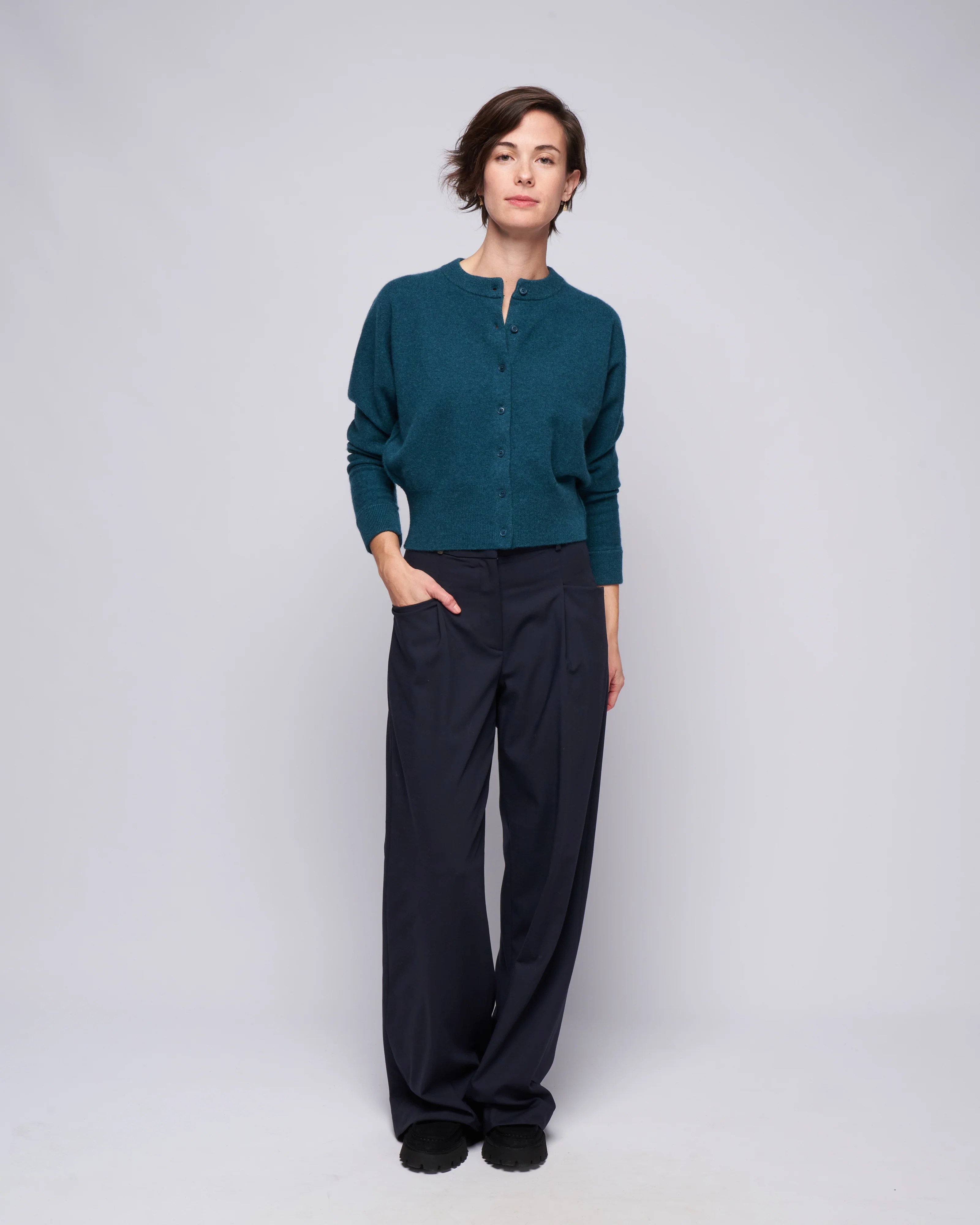 cropped cardigan - pine - Image 2