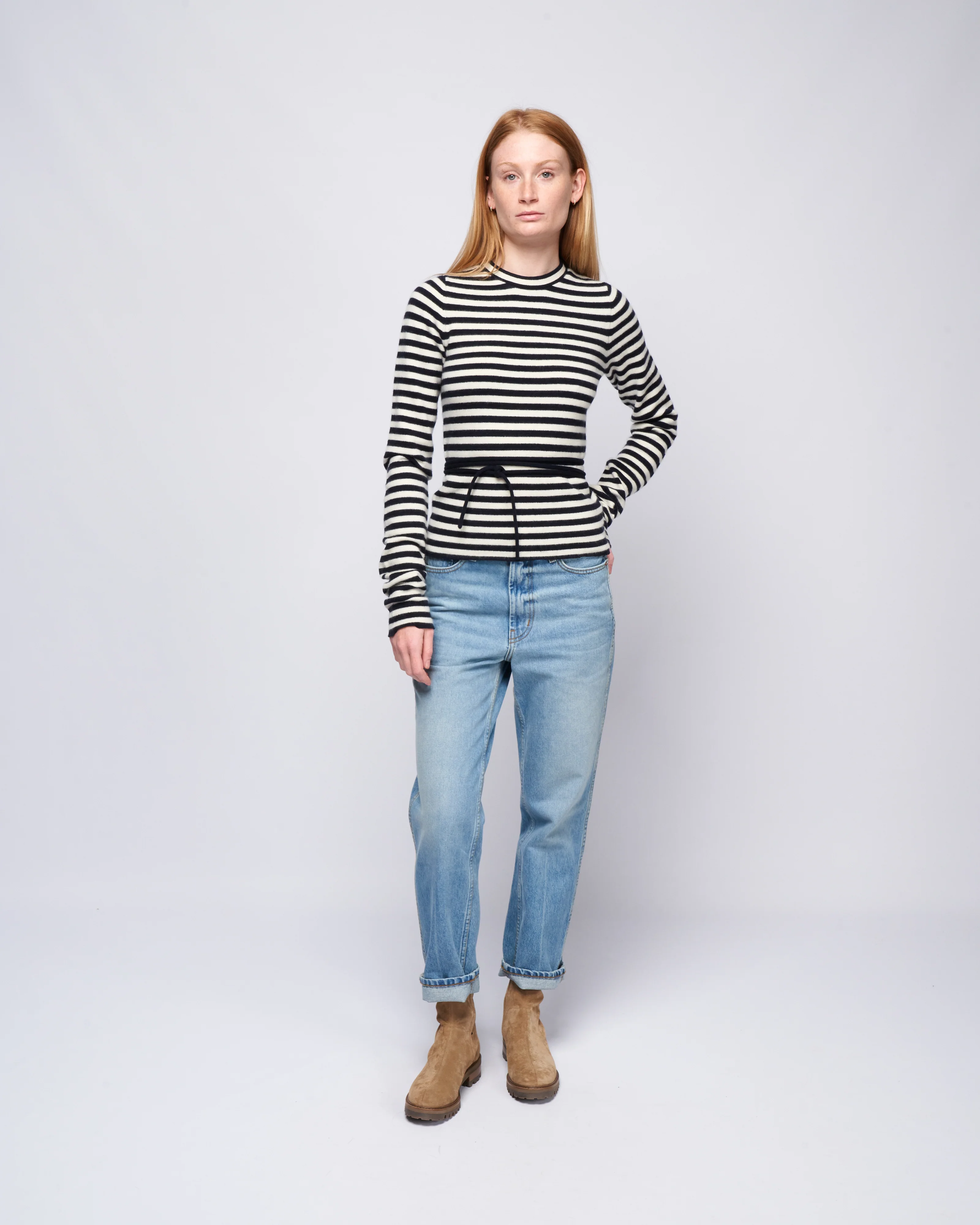 minus fitted ls crew w/ strings - breton stripe - Image 2