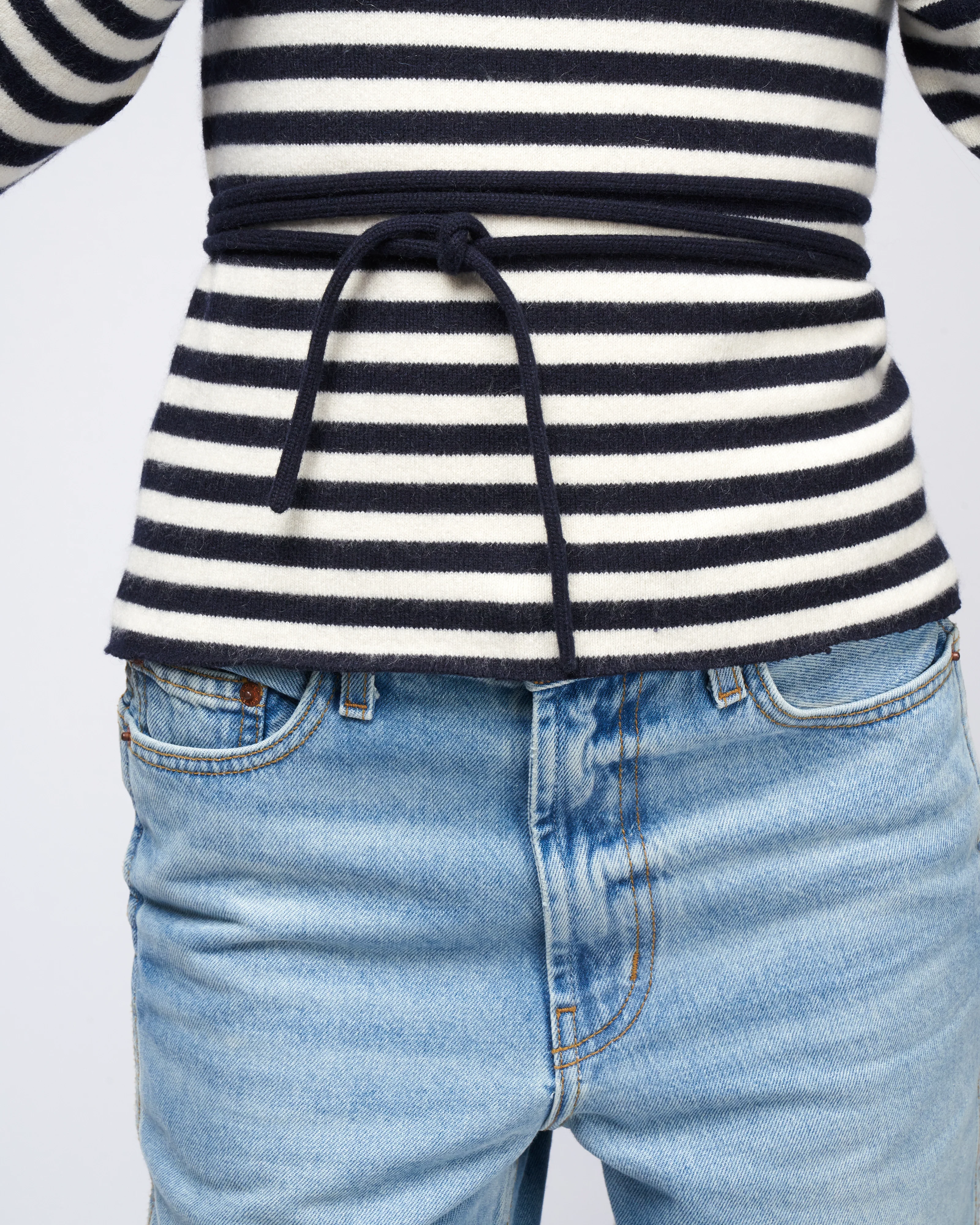 minus fitted ls crew w/ strings - breton stripe - Image 5