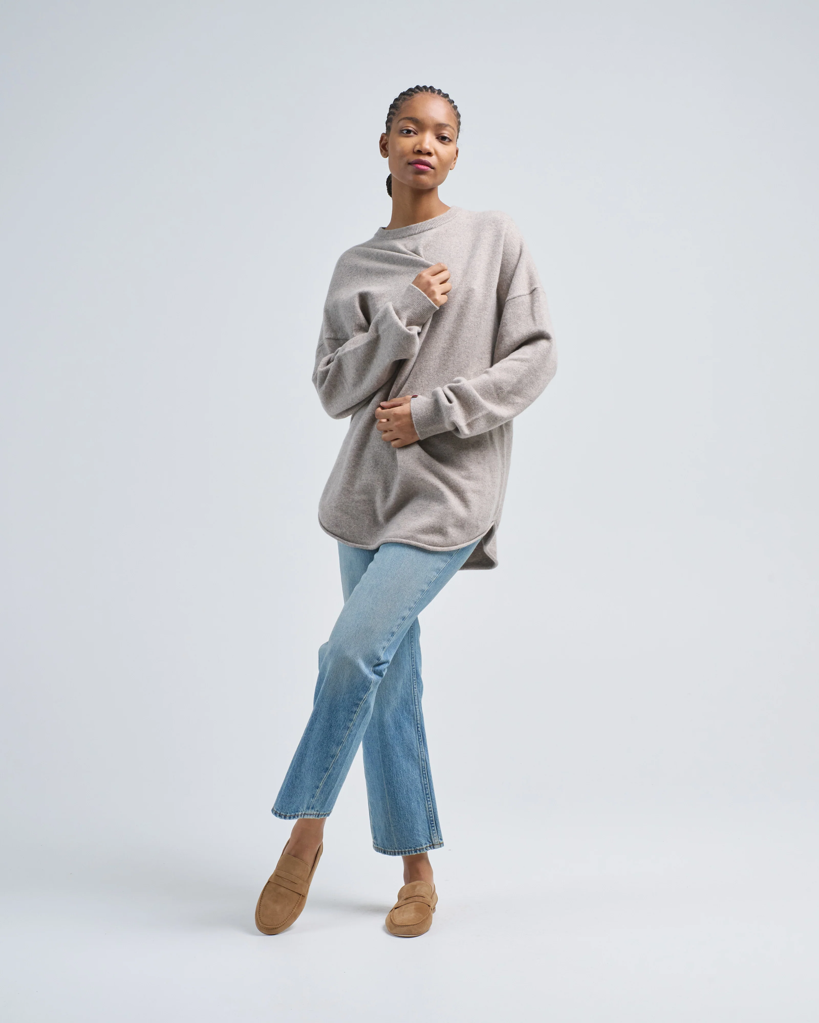 oversized curve hem sweater - Image 2