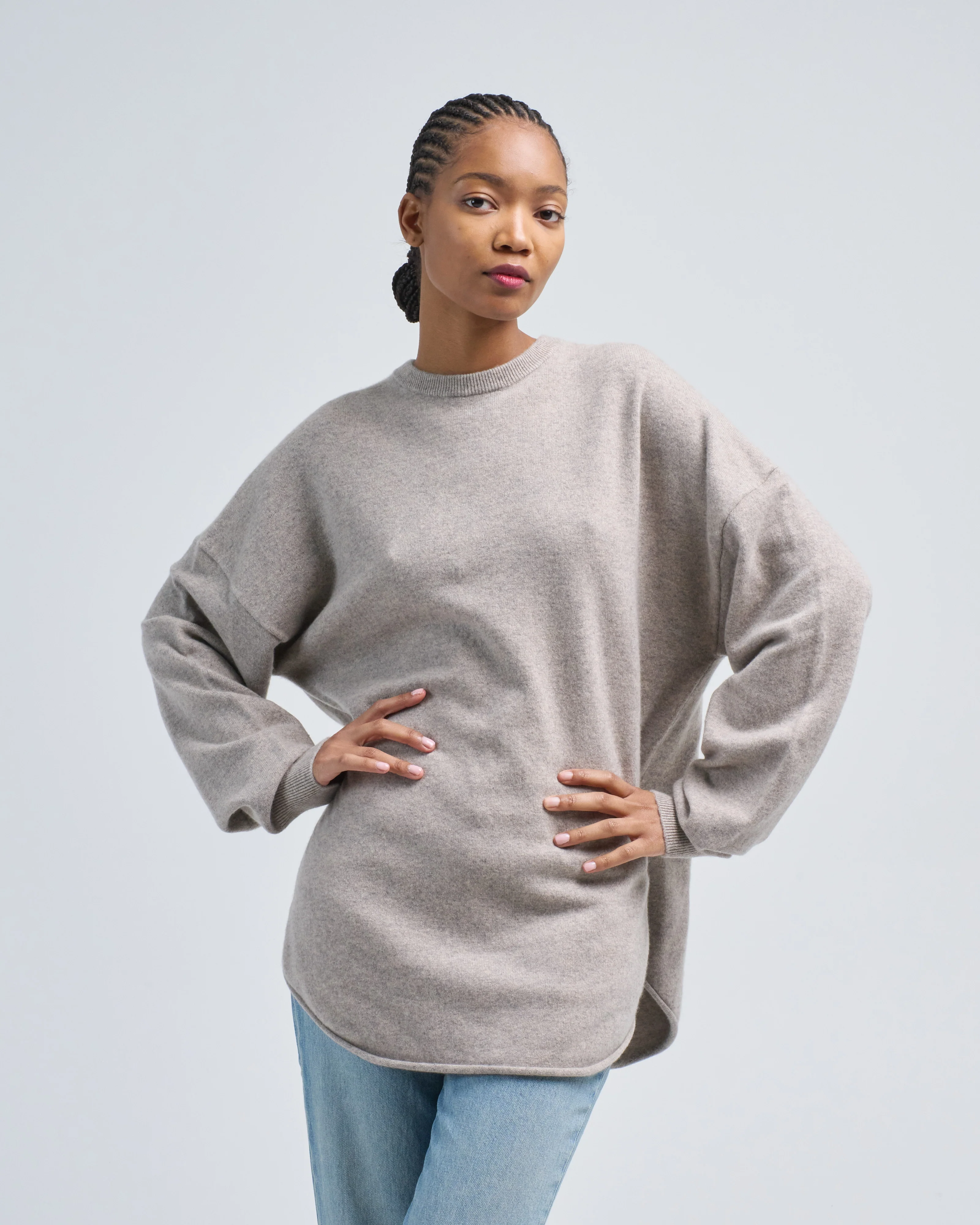 oversized curve hem sweater - Image 3