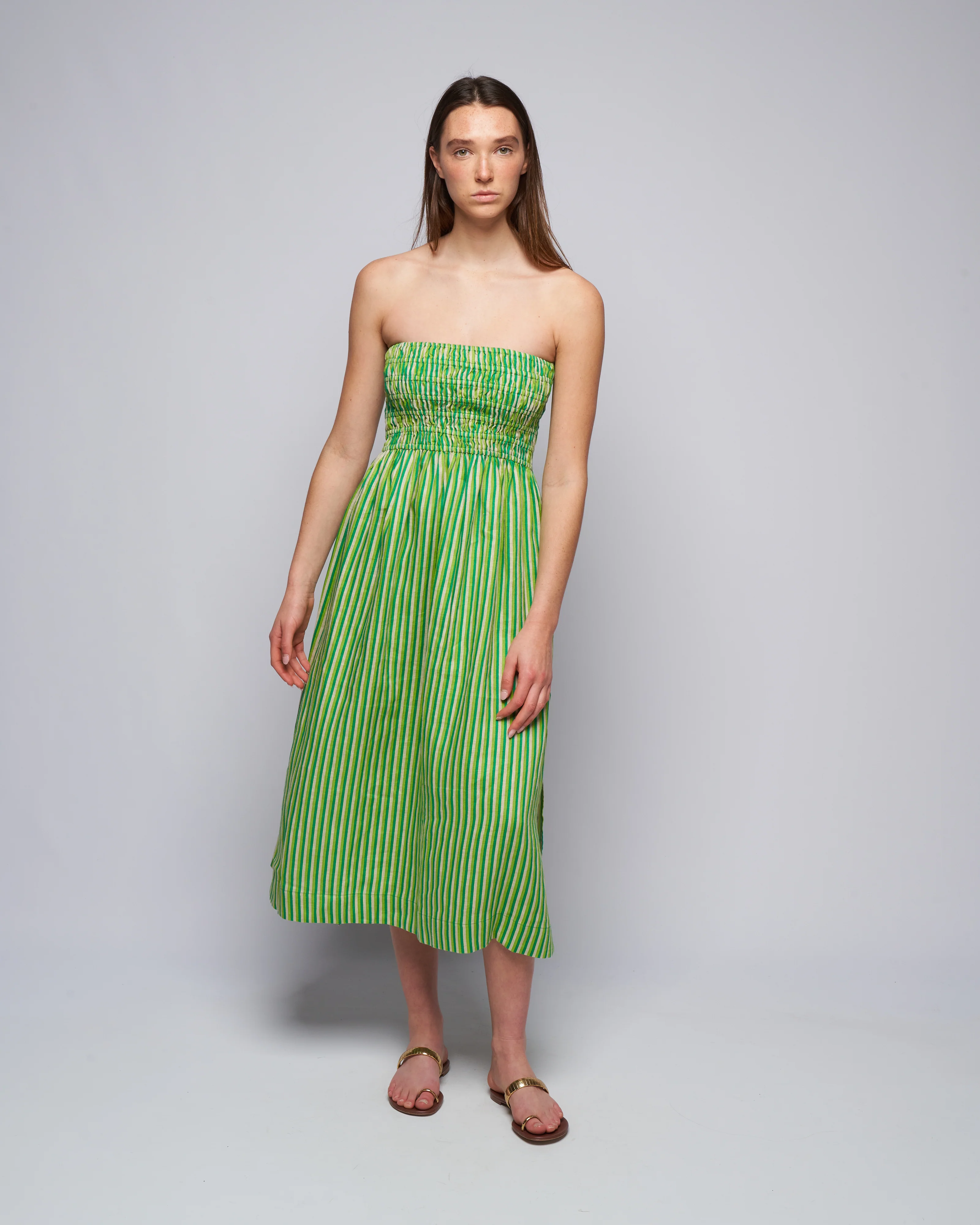 musee midi dress - bau-bau stripe print