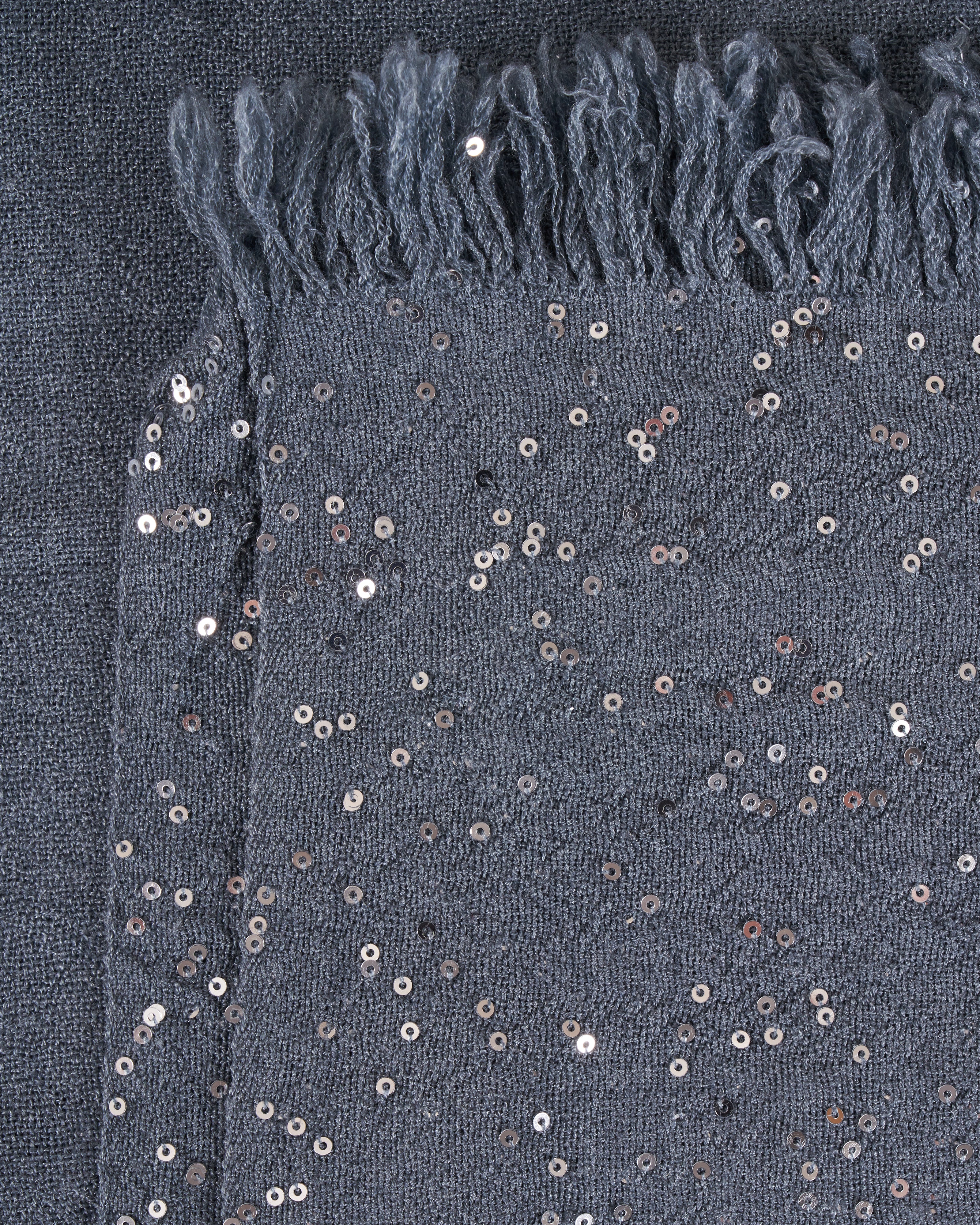 dalila wool silk scarf with pailettes - grey - Image 2