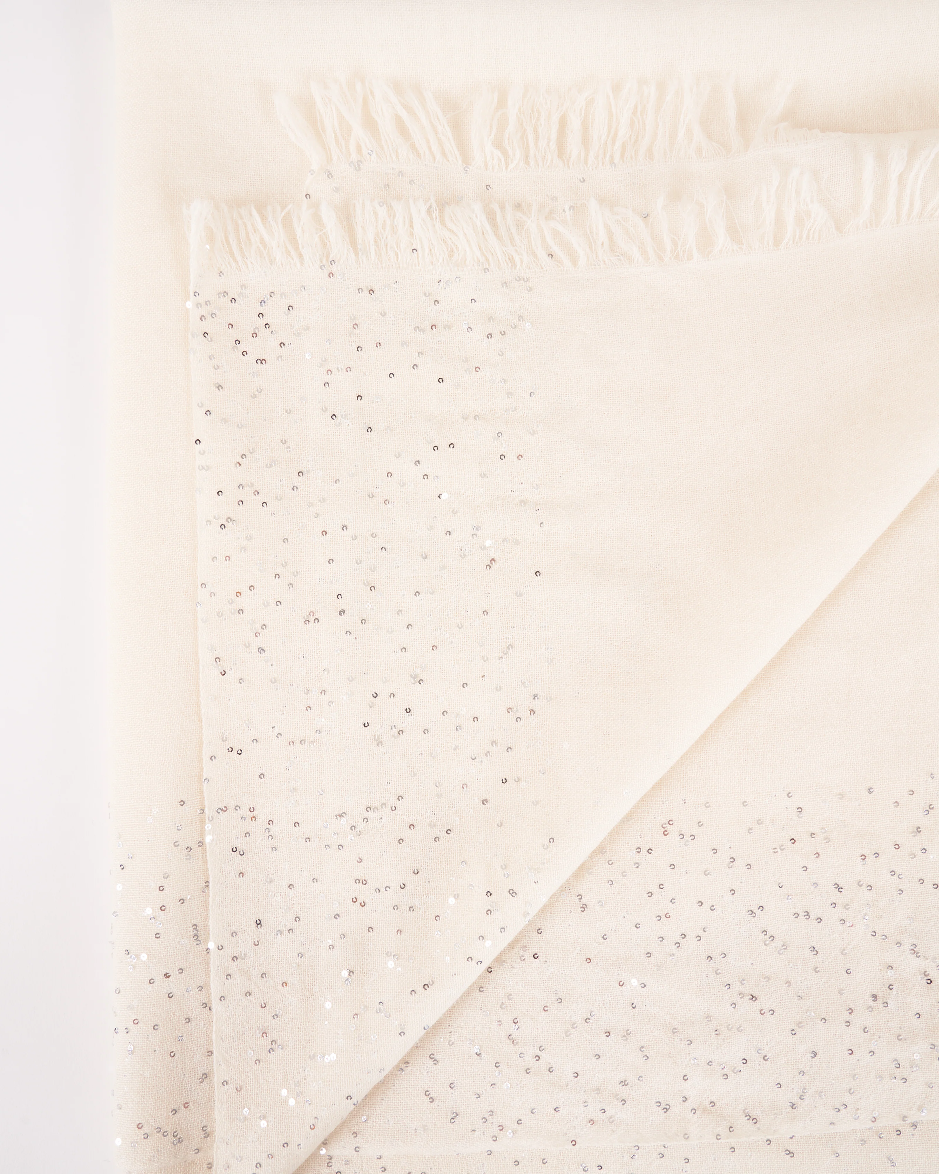 dalila wool silk scarf with pailettes - ivory - Image 2