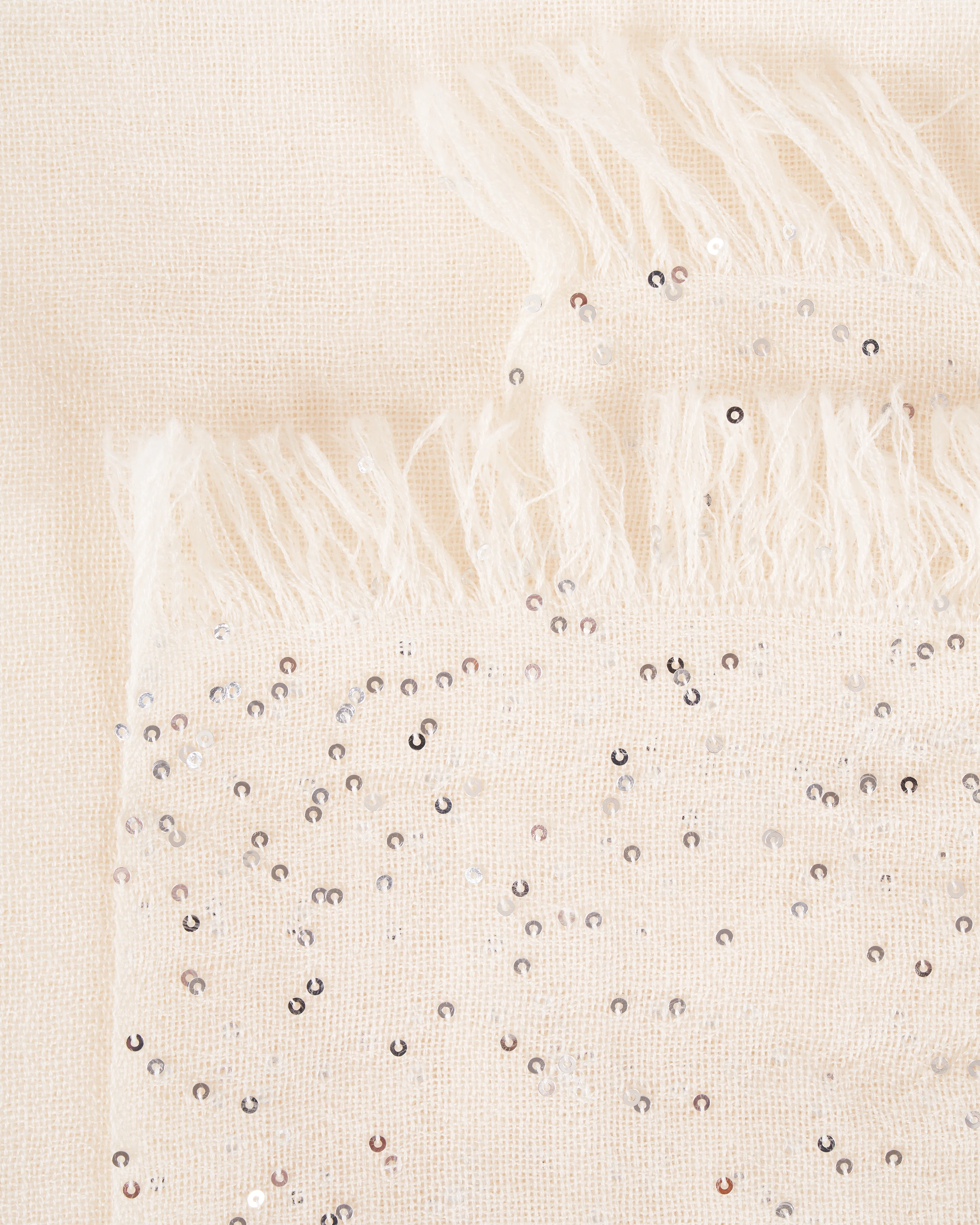 dalila wool silk scarf with pailettes - ivory - Image 3