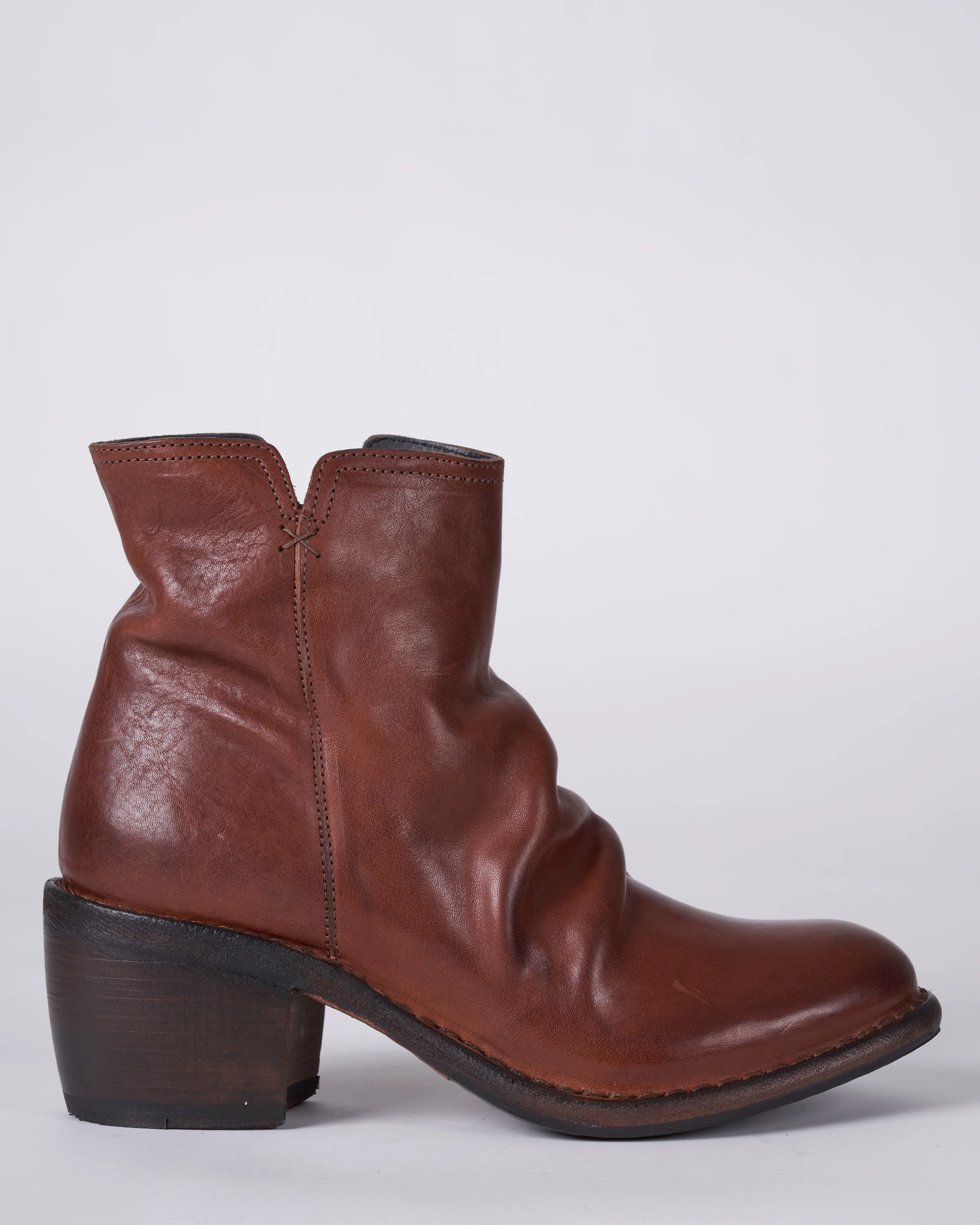 leather upper boot - side zip - low heel - cusna copper - Image 2