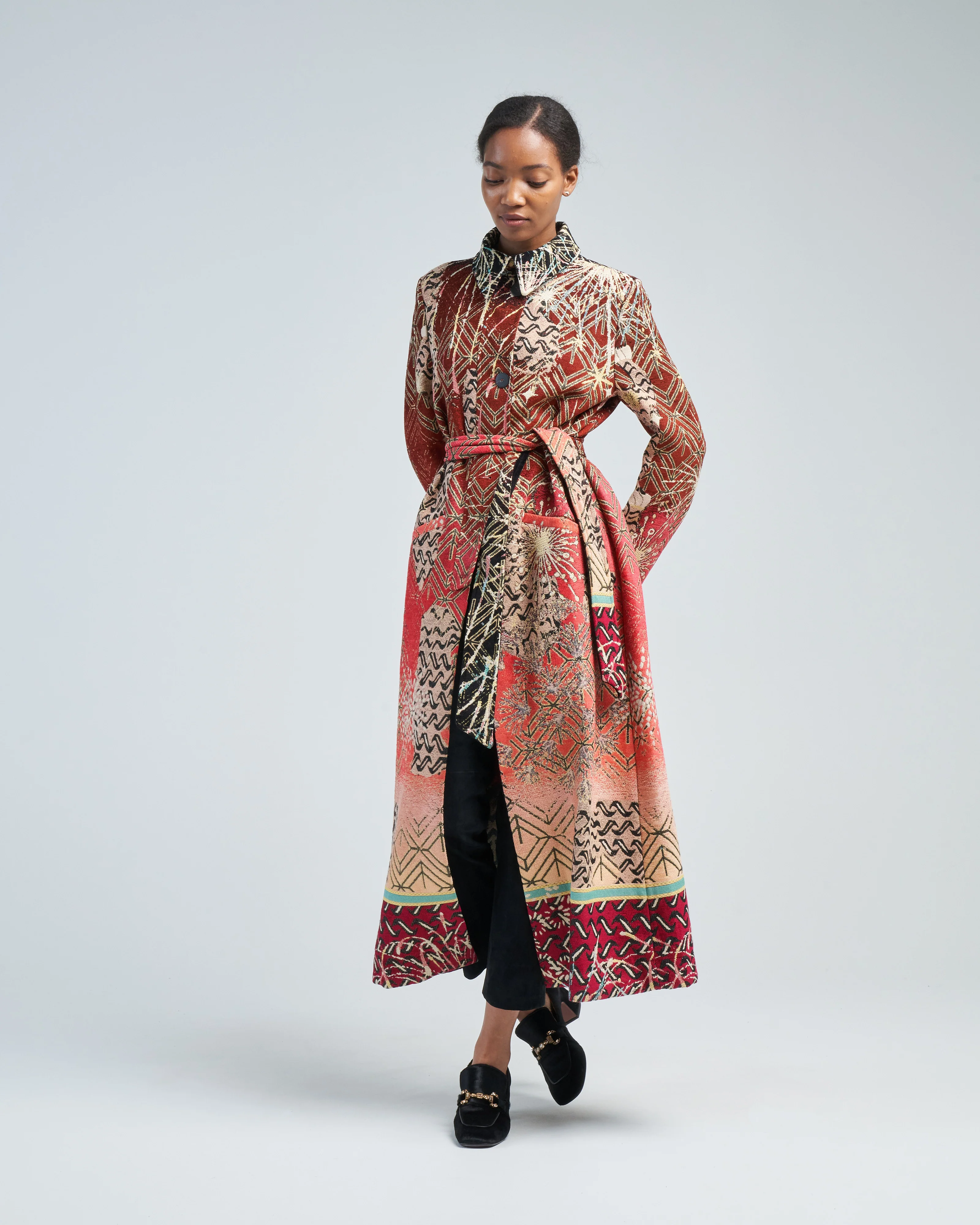 a leopard in the stars jacquard coat - Image 3