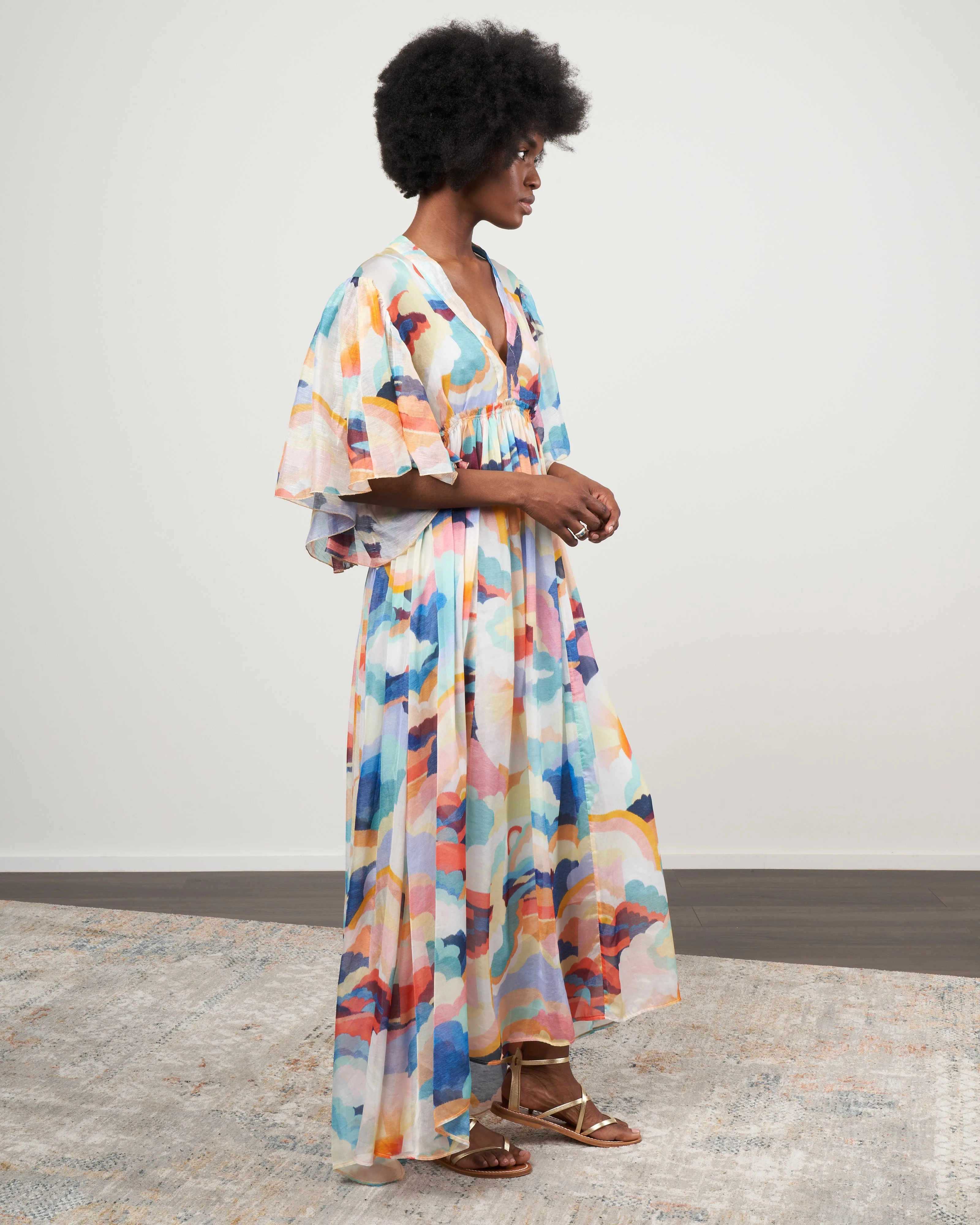 abito chiffon seta stampa "up above in the sky" - sunset - Image 2