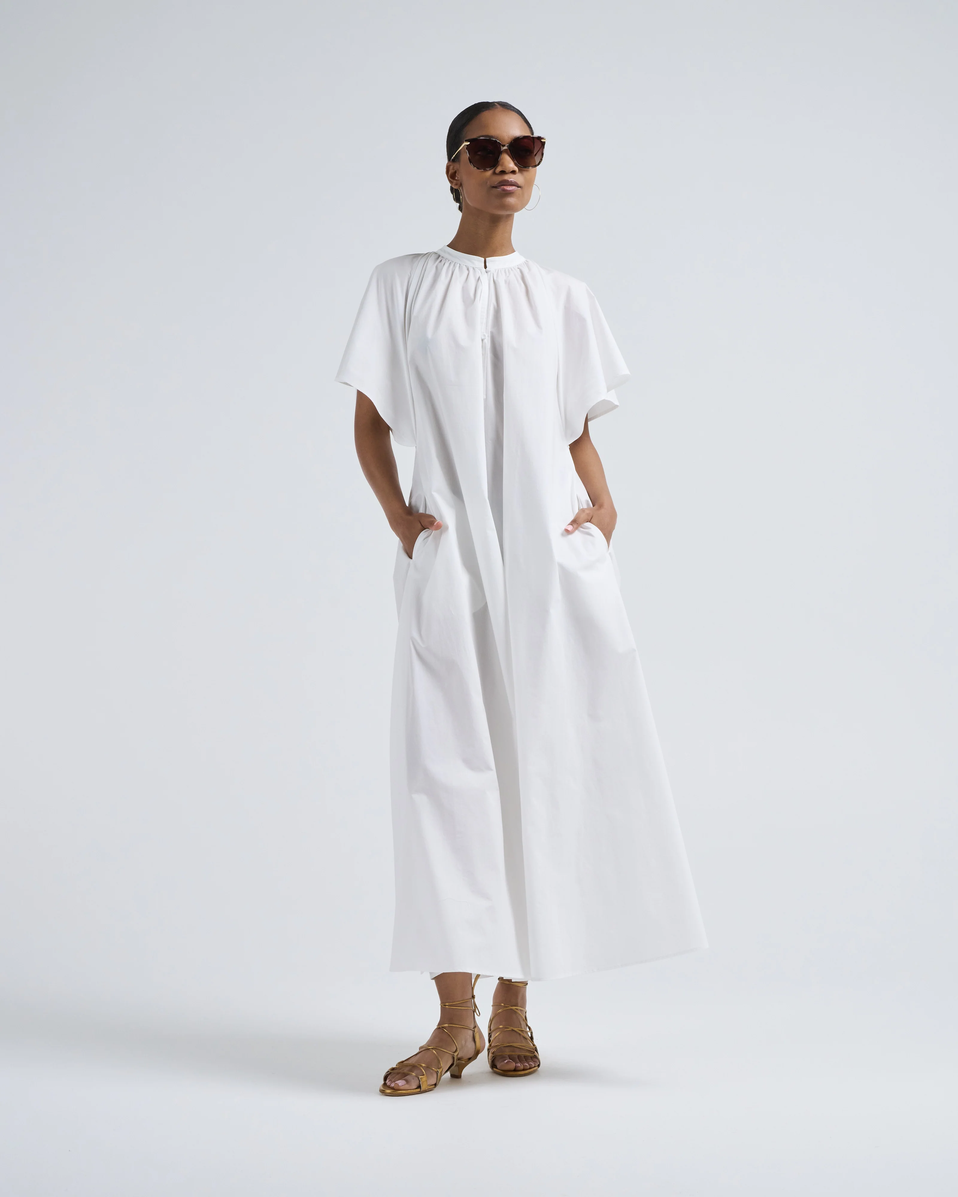 bci cotton popline half sleeve belted dress - Image 2