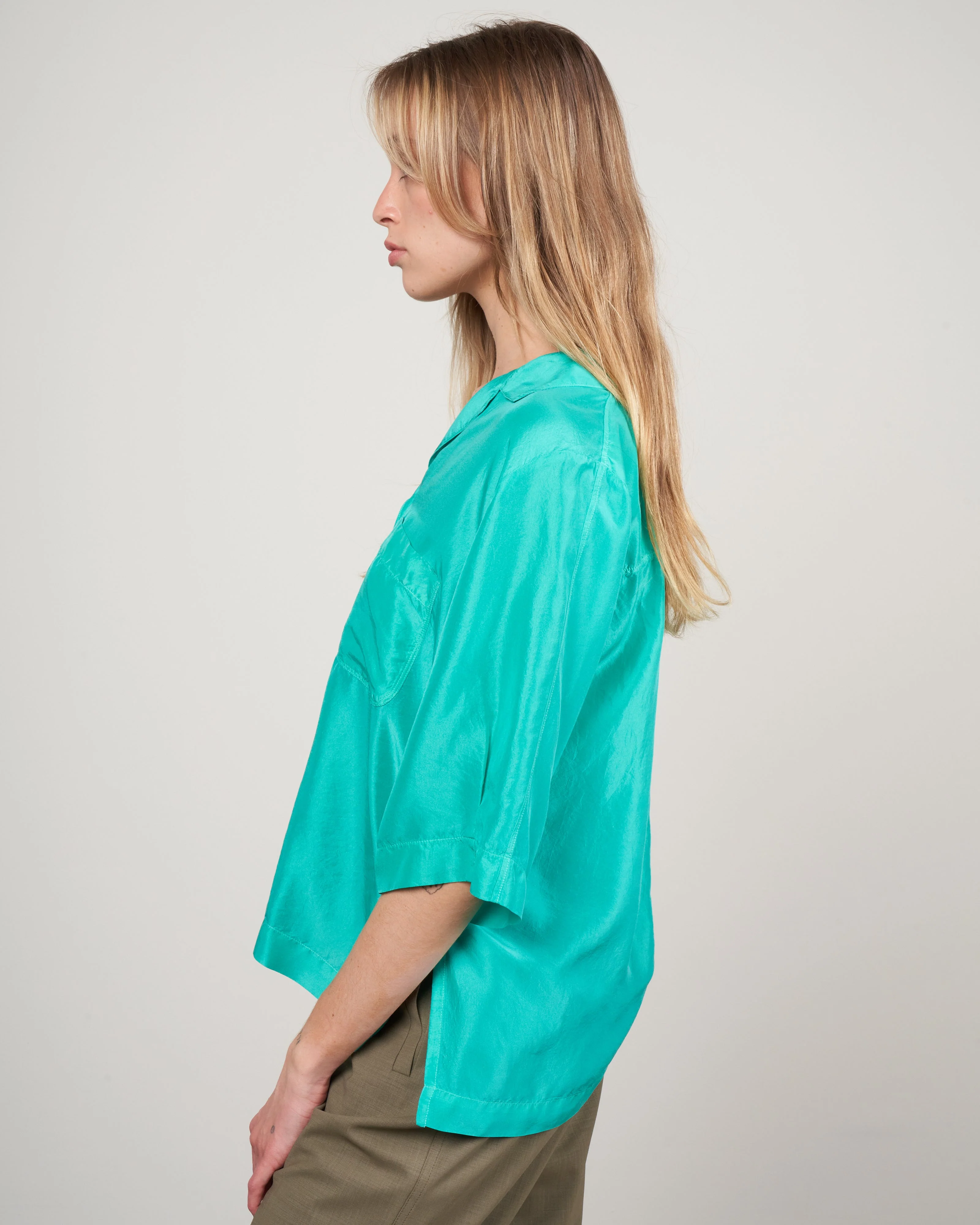 camicia mezza manica habotay seta - seafoam - Image 3