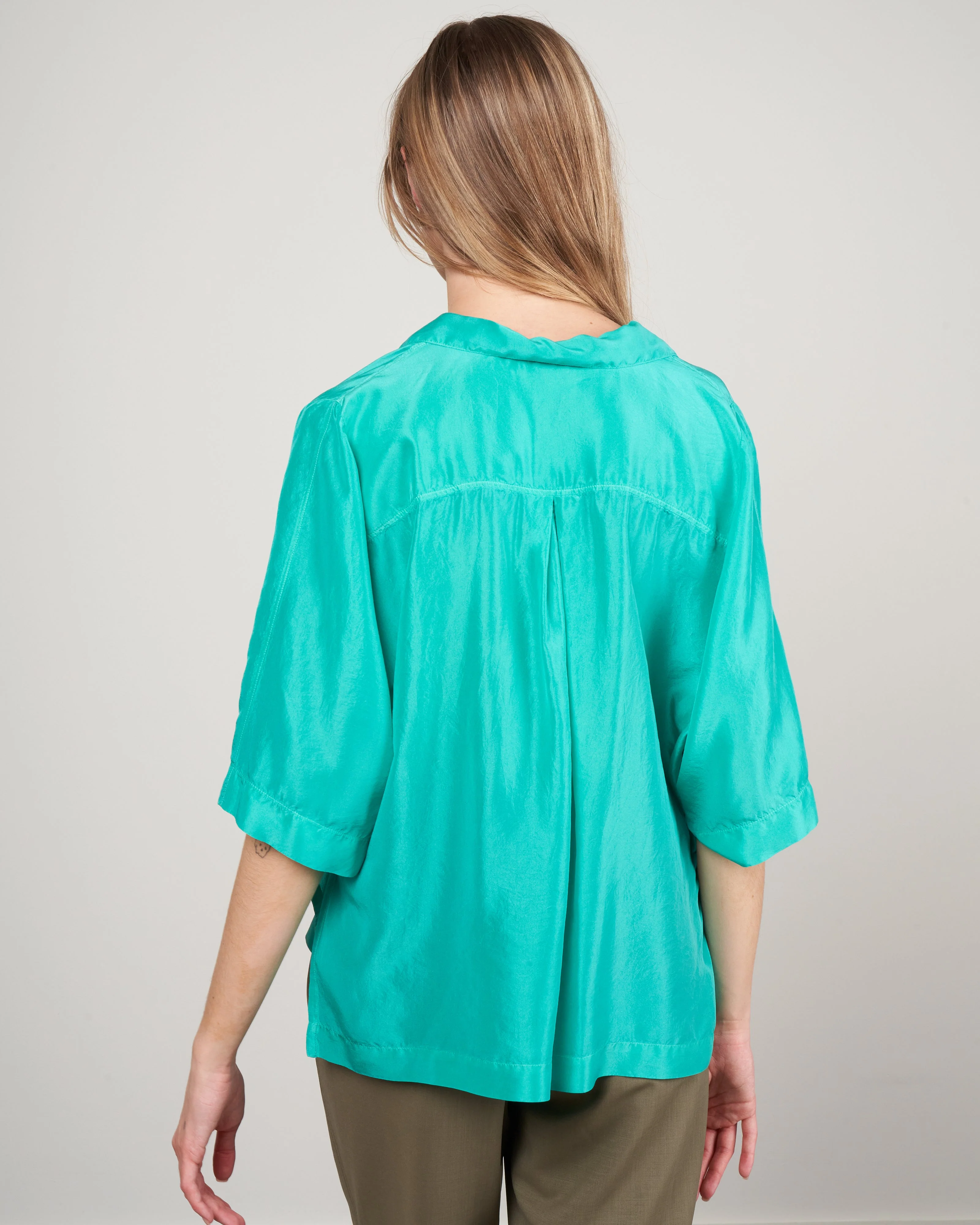 camicia mezza manica habotay seta - seafoam - Image 4