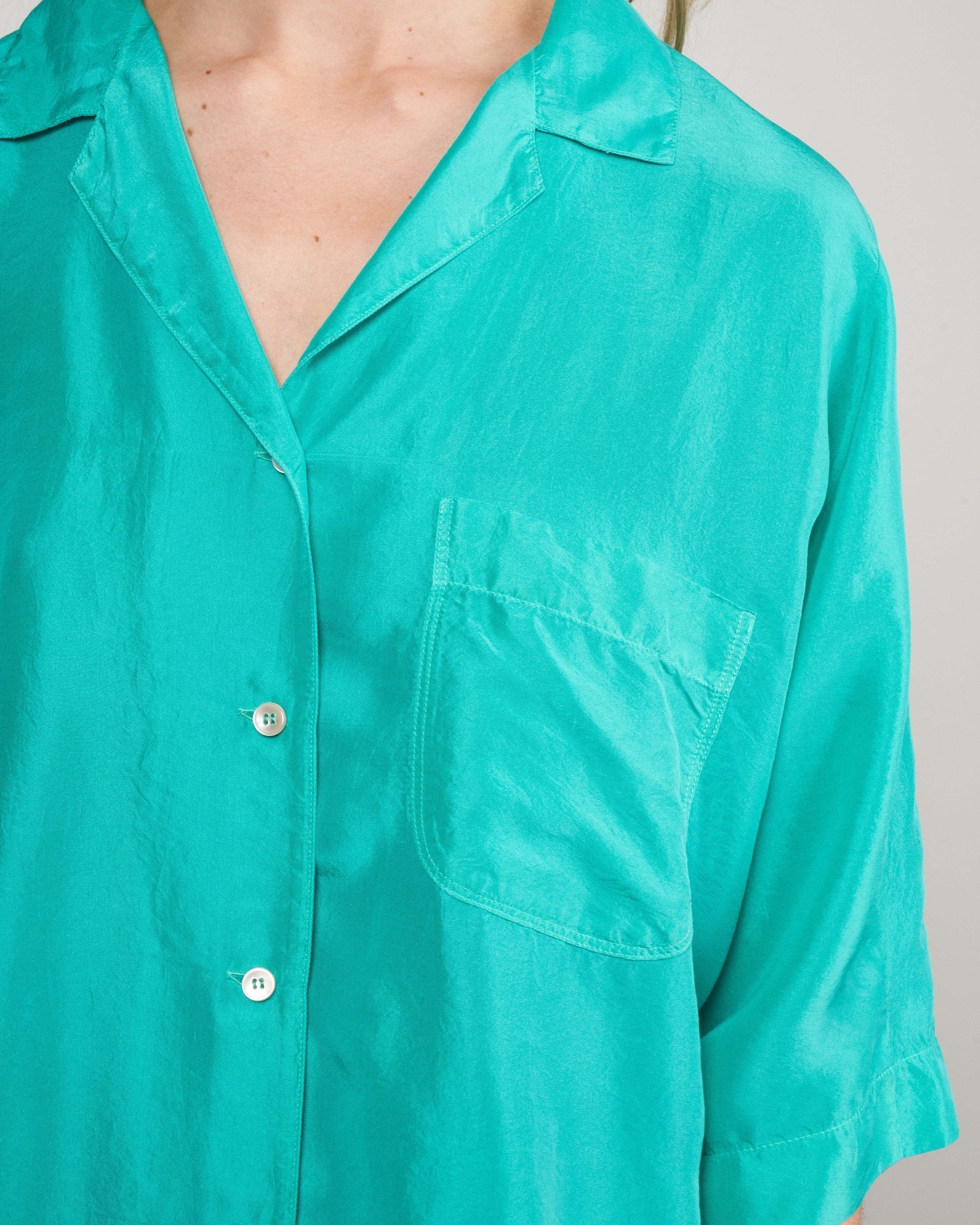 camicia mezza manica habotay seta - seafoam - Image 5