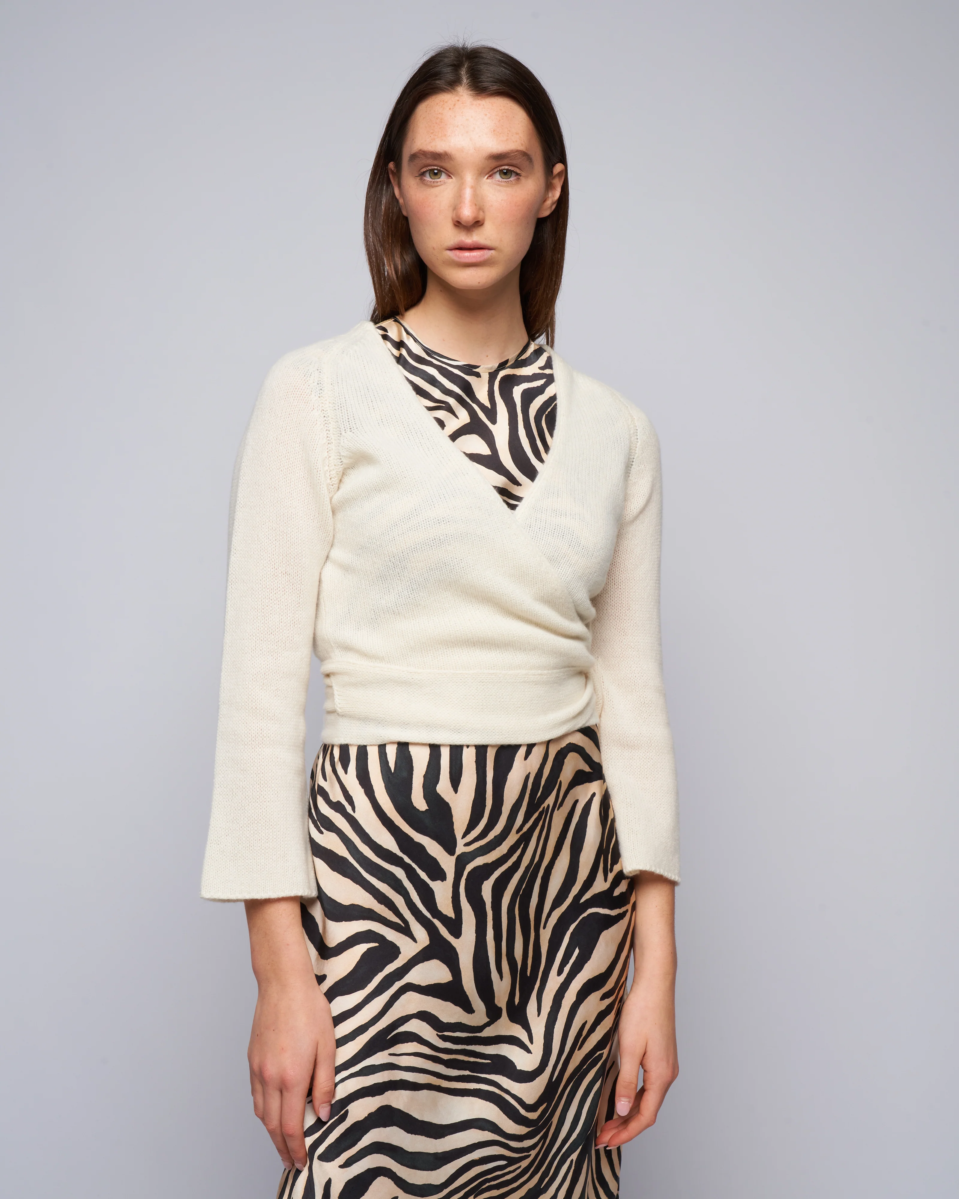cashmere wrap sweater - pure