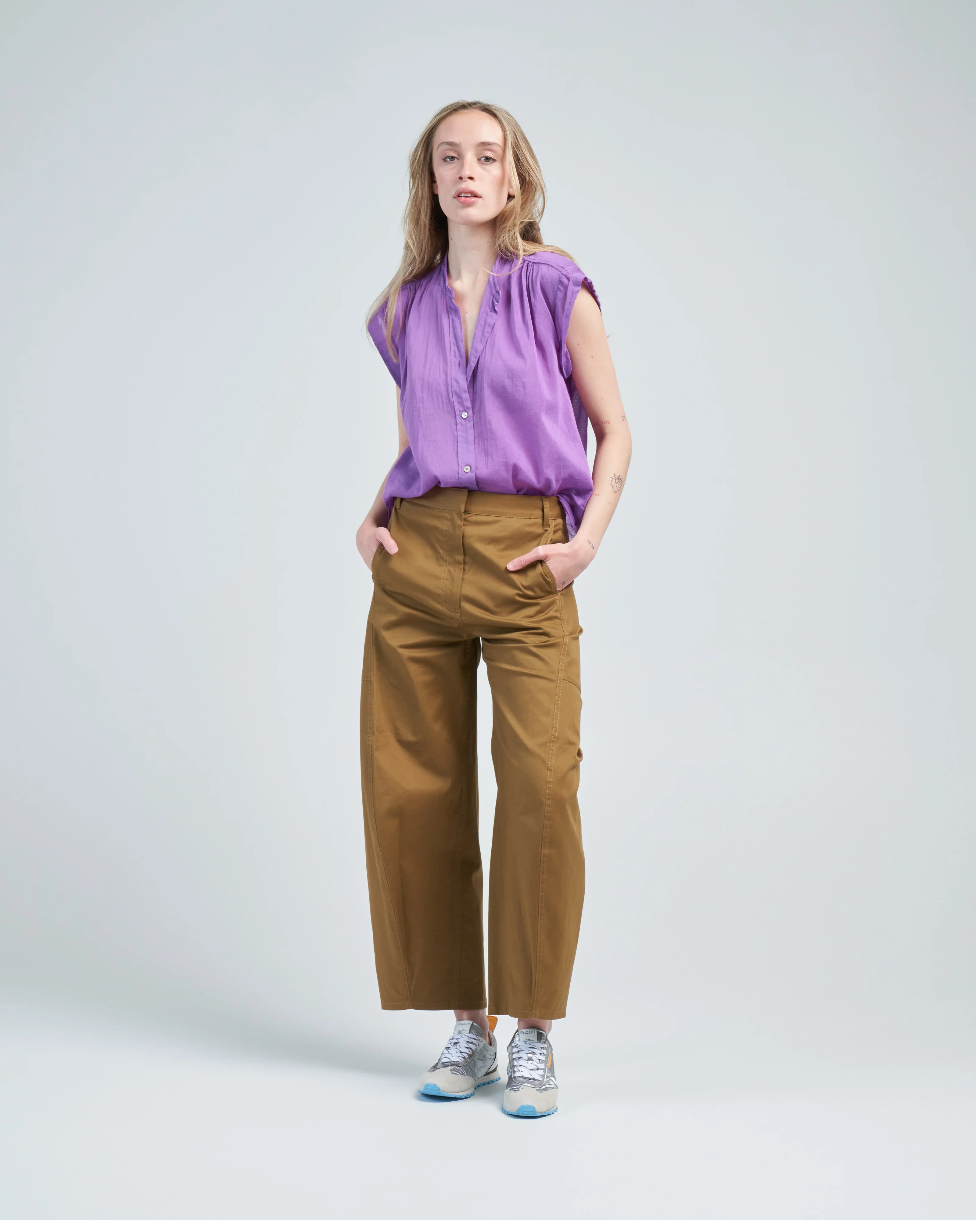 cotton silk voile short sleeve top - Image 2
