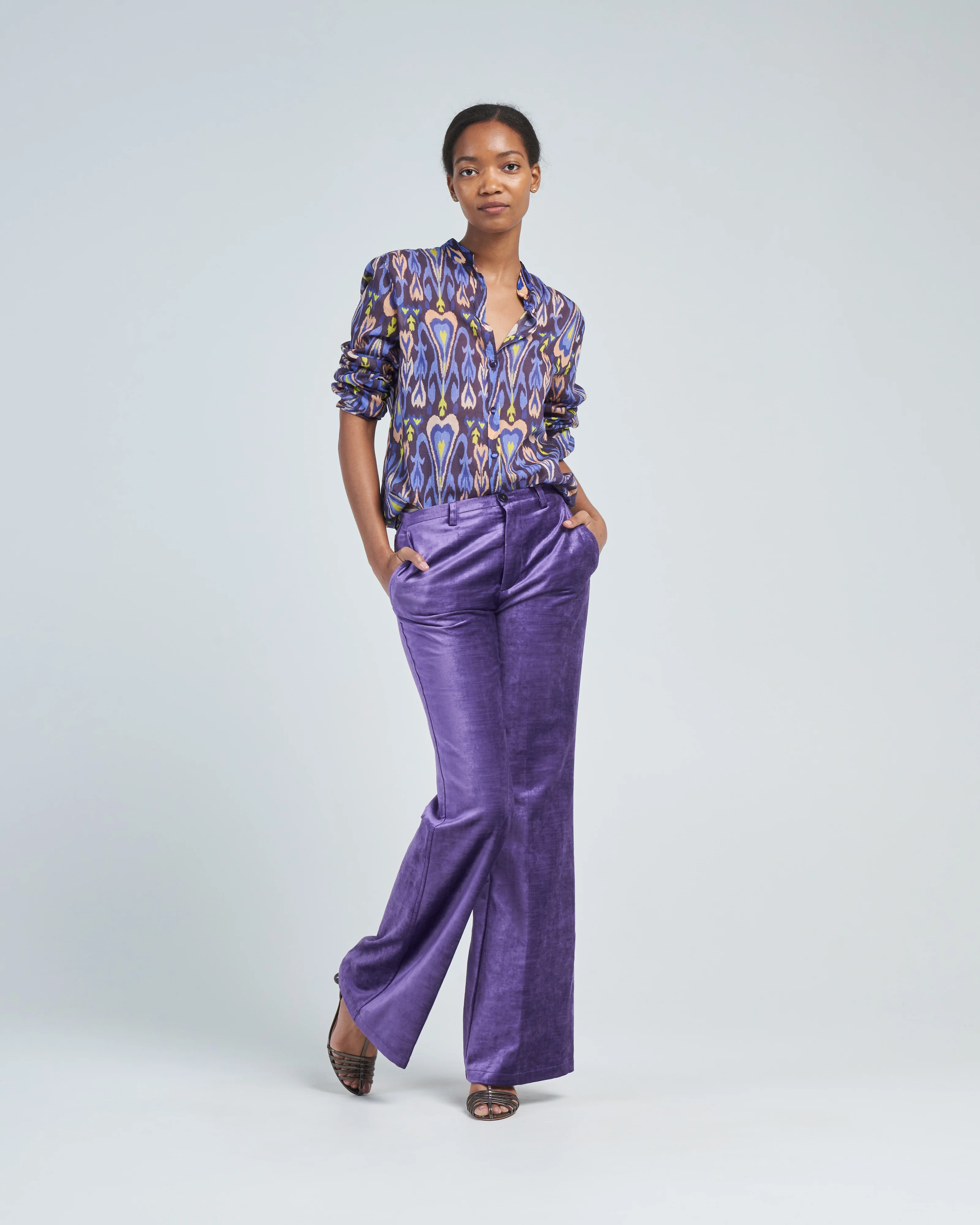 cotton velvet palazzo pants - Image 2