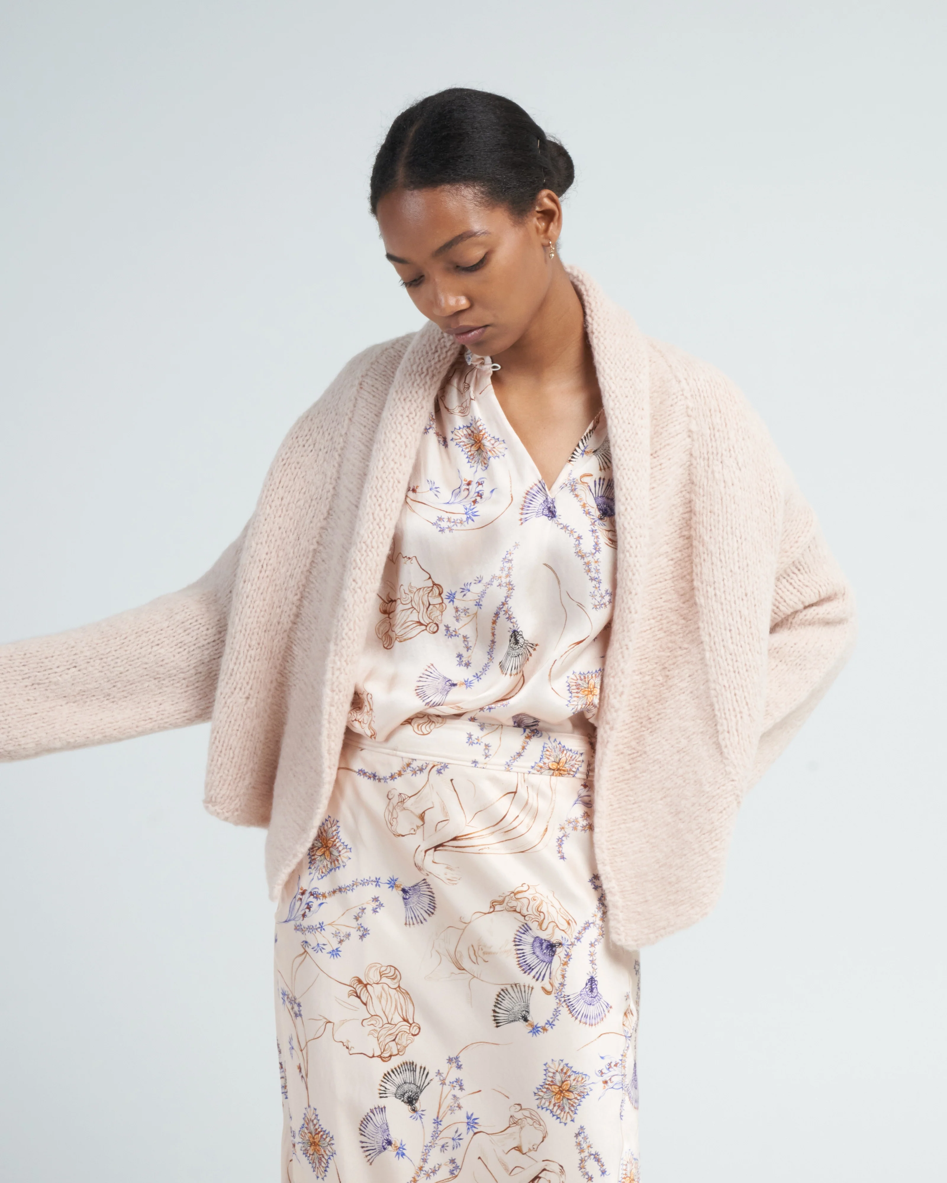 gauzed alpaca cardigan - skin - Image 2