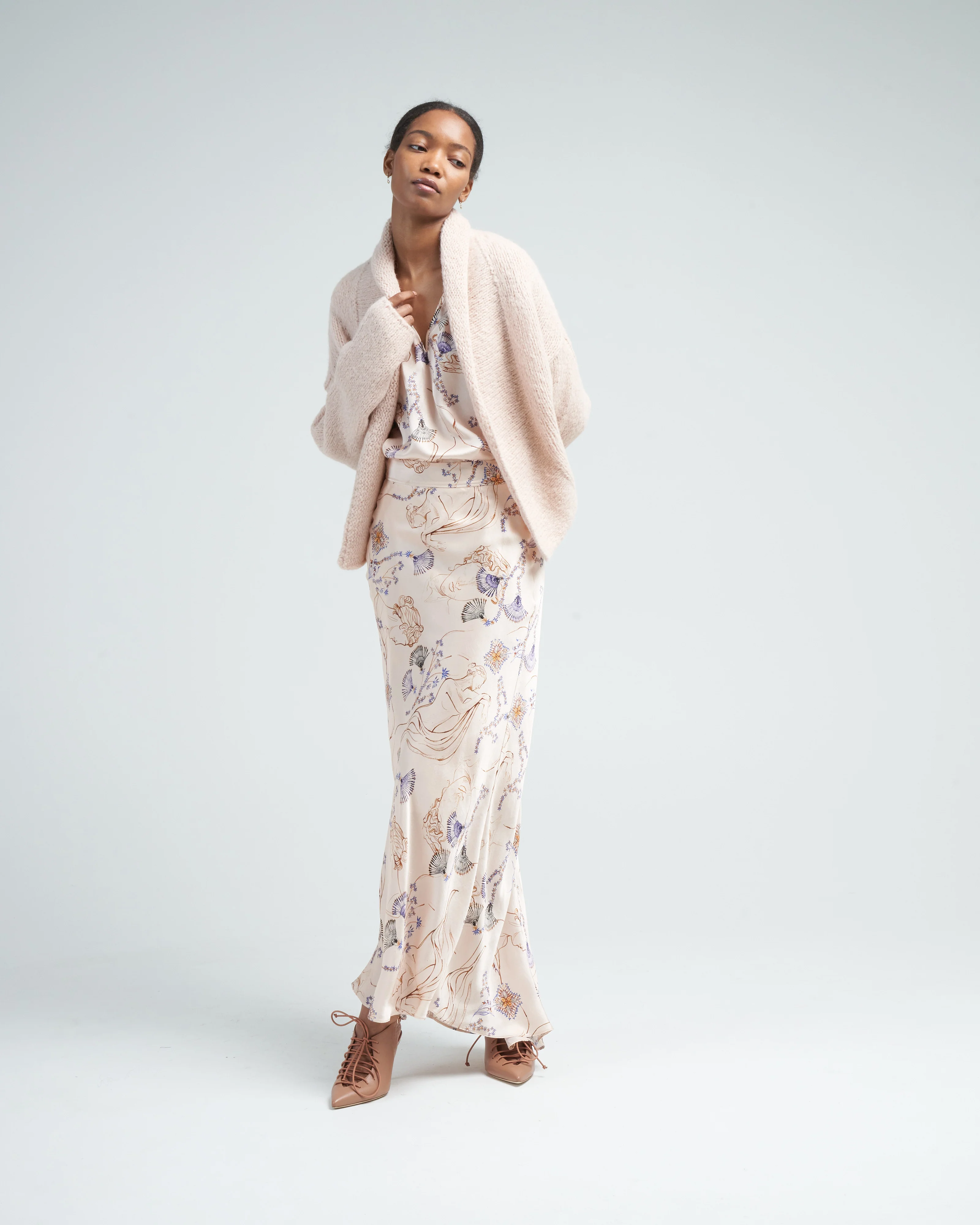 gauzed alpaca cardigan - skin - Image 3