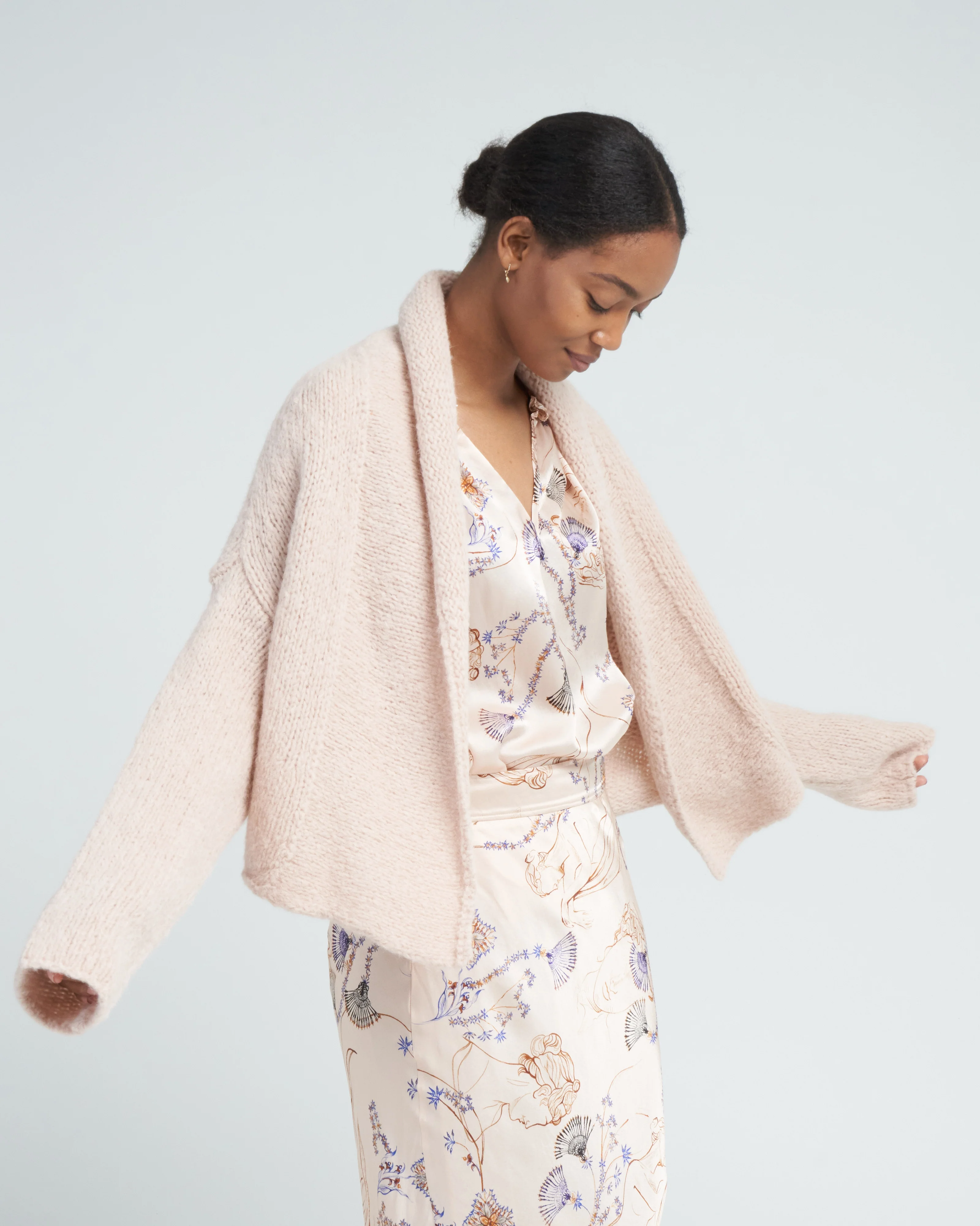 gauzed alpaca cardigan - skin - Image 4