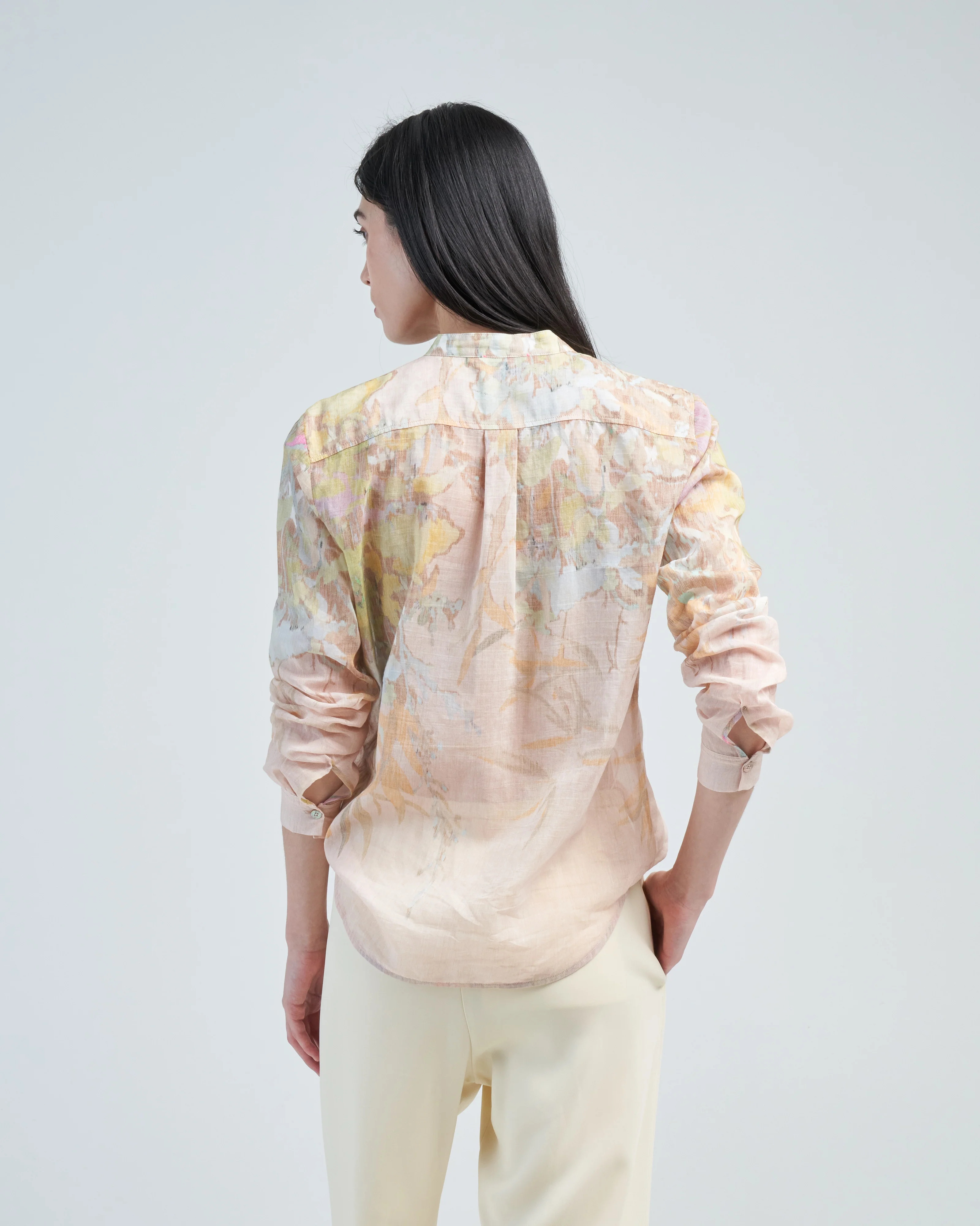 heaven print cotton silk voile grandfather shirt - Image 4
