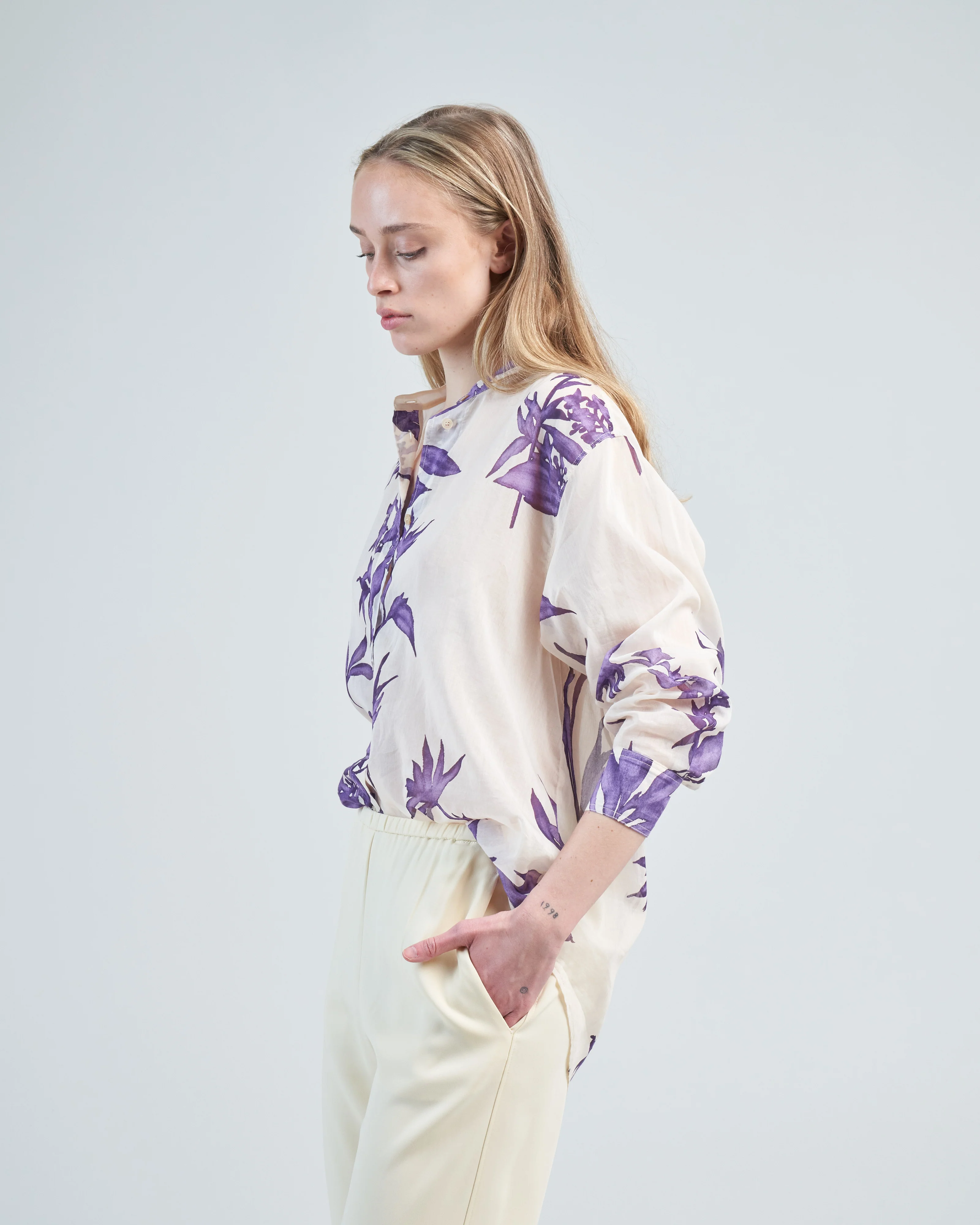 herbarium print voile oversized shirt - Image 3