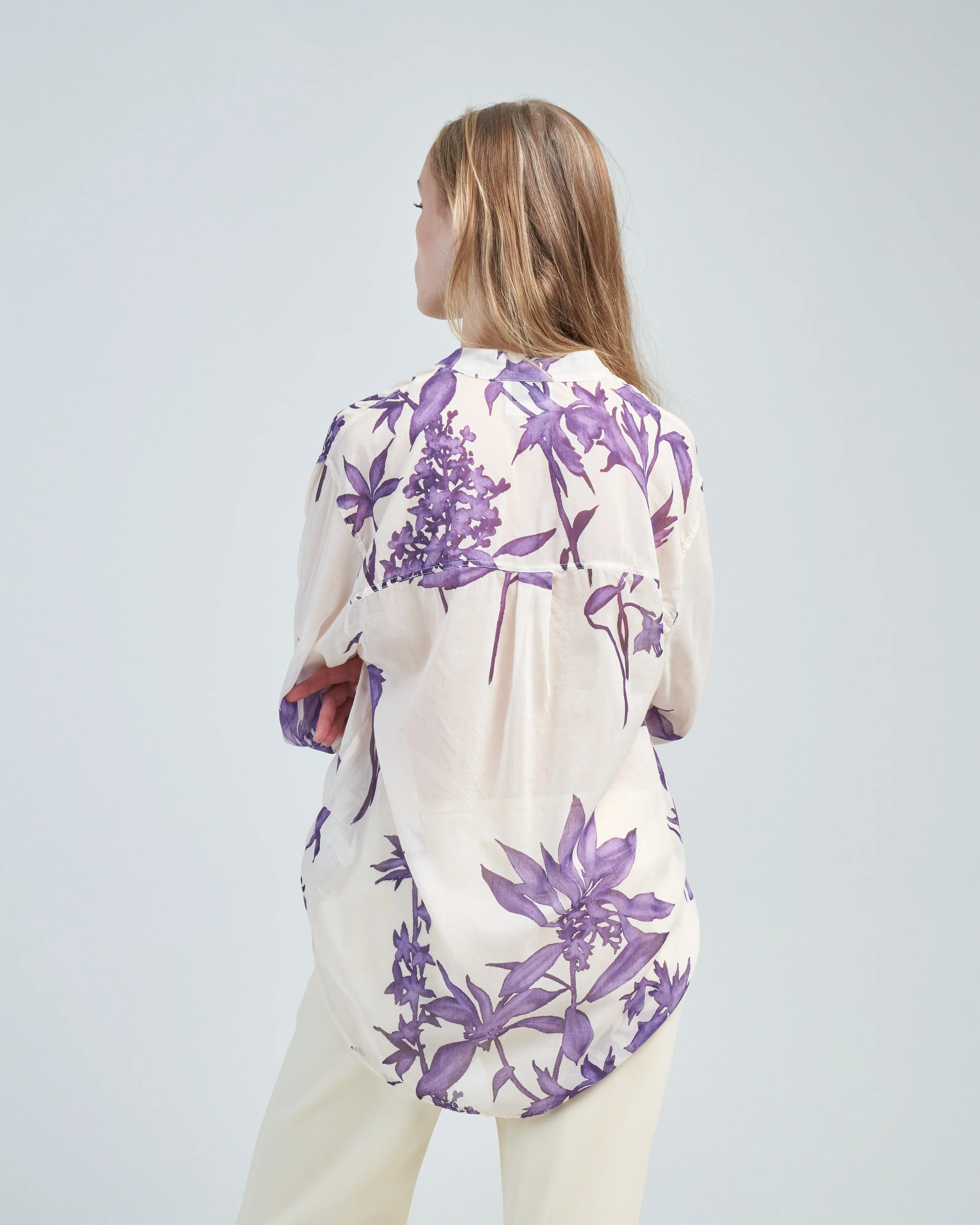 herbarium print voile oversized shirt - Image 4