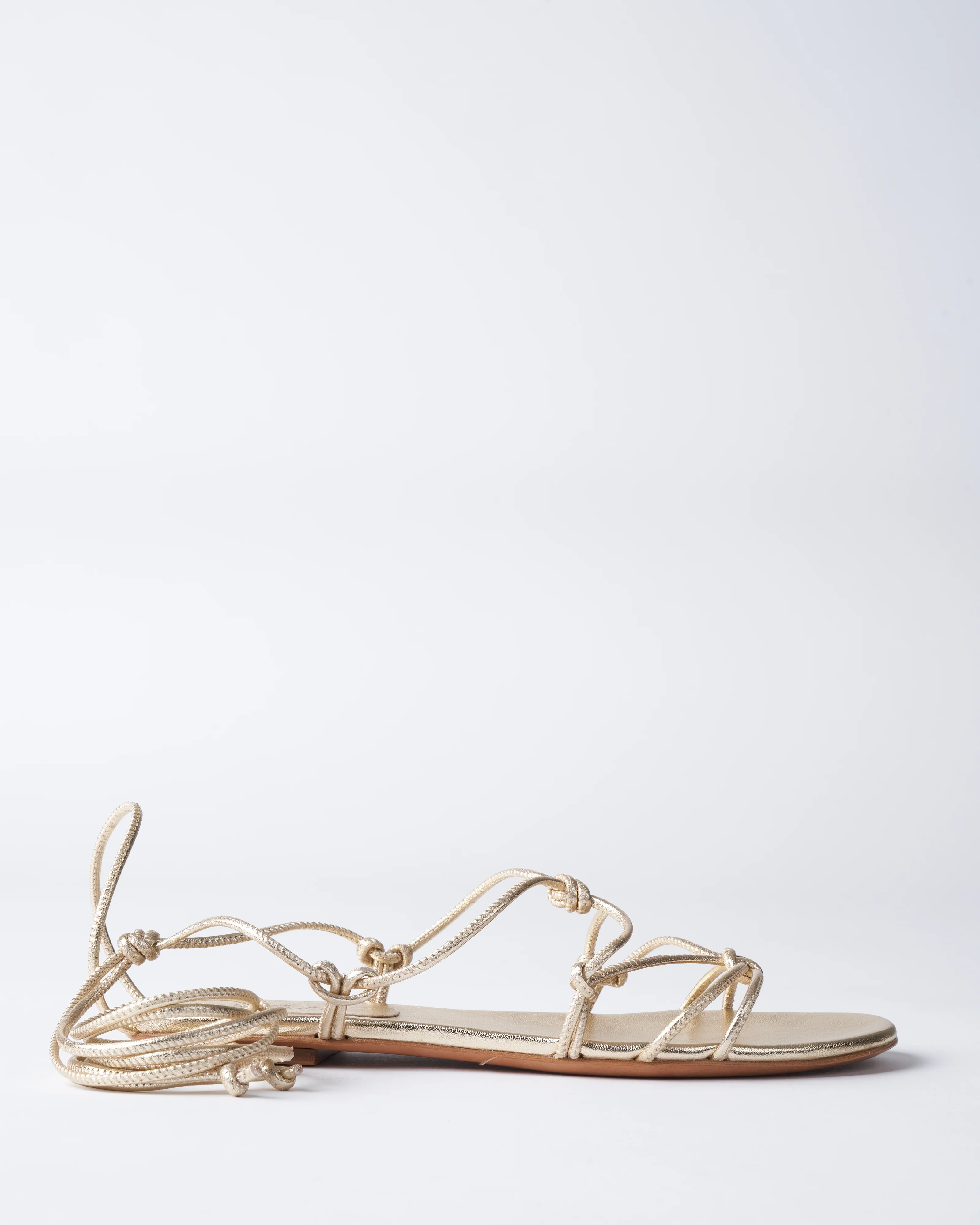 leather strings flat sandal - silver - Image 2