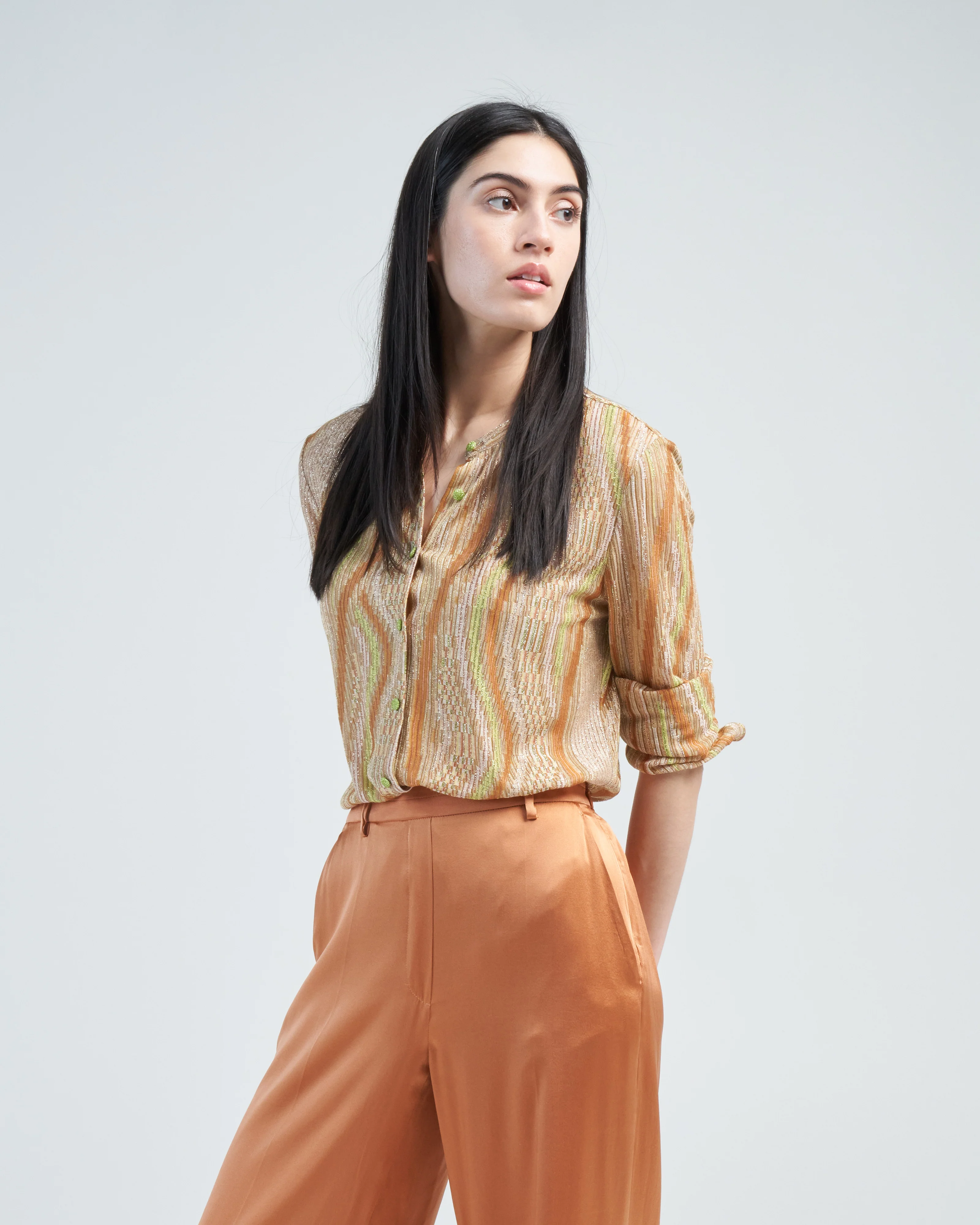 lurex jacquard jersey grandfather shirt - Image 3