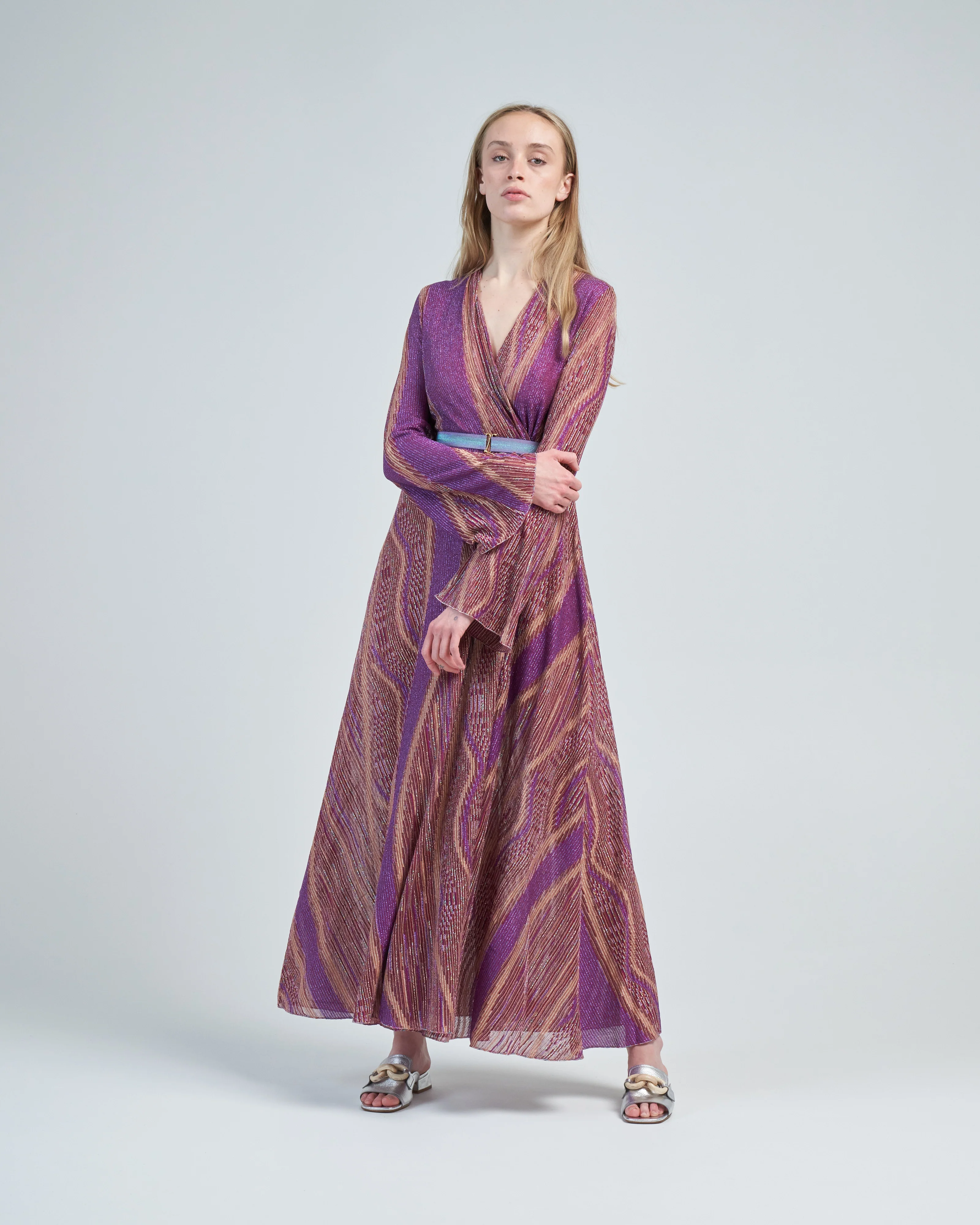 lurex jacquard jersey long cross dress - Image 2