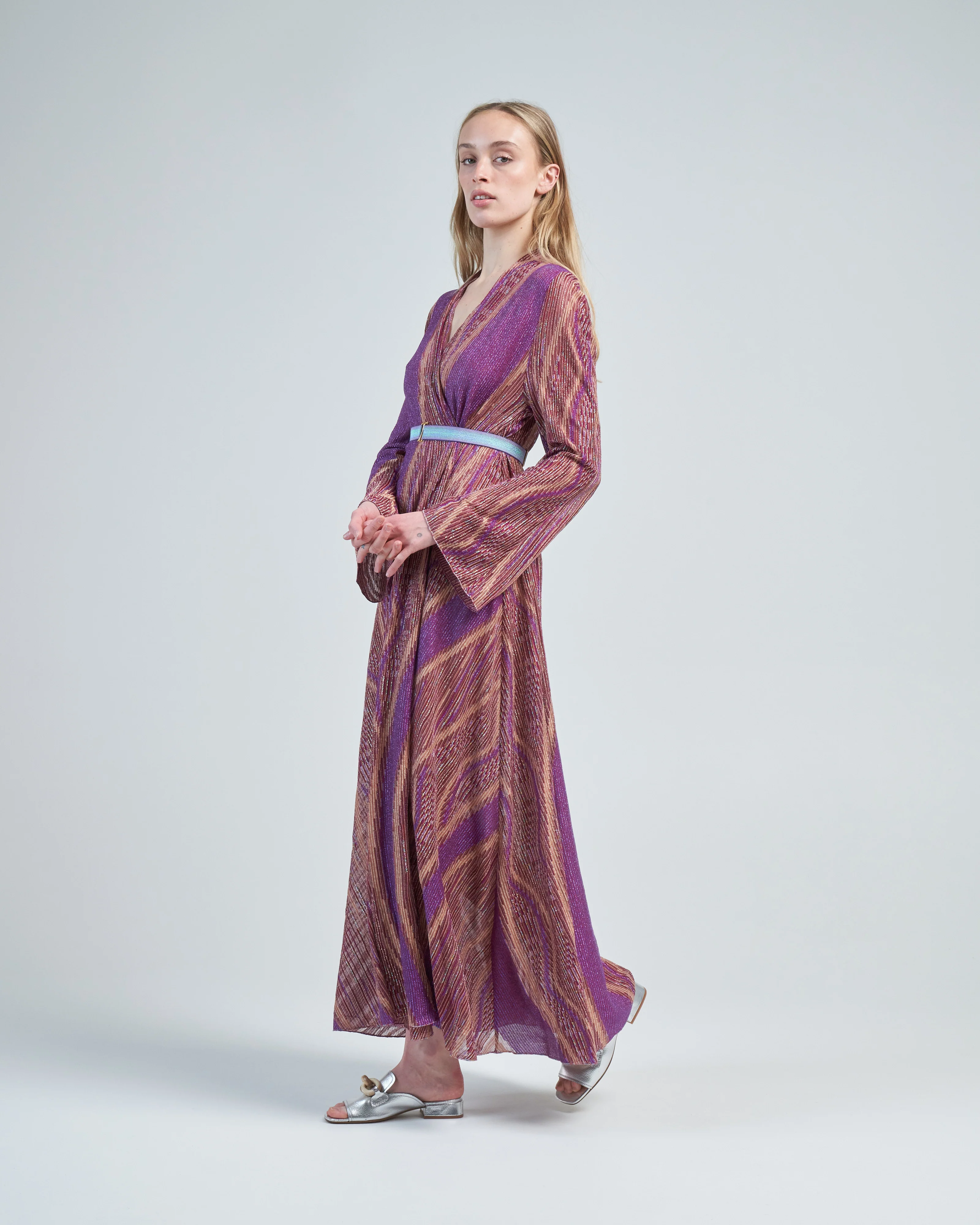 lurex jacquard jersey long cross dress - Image 3
