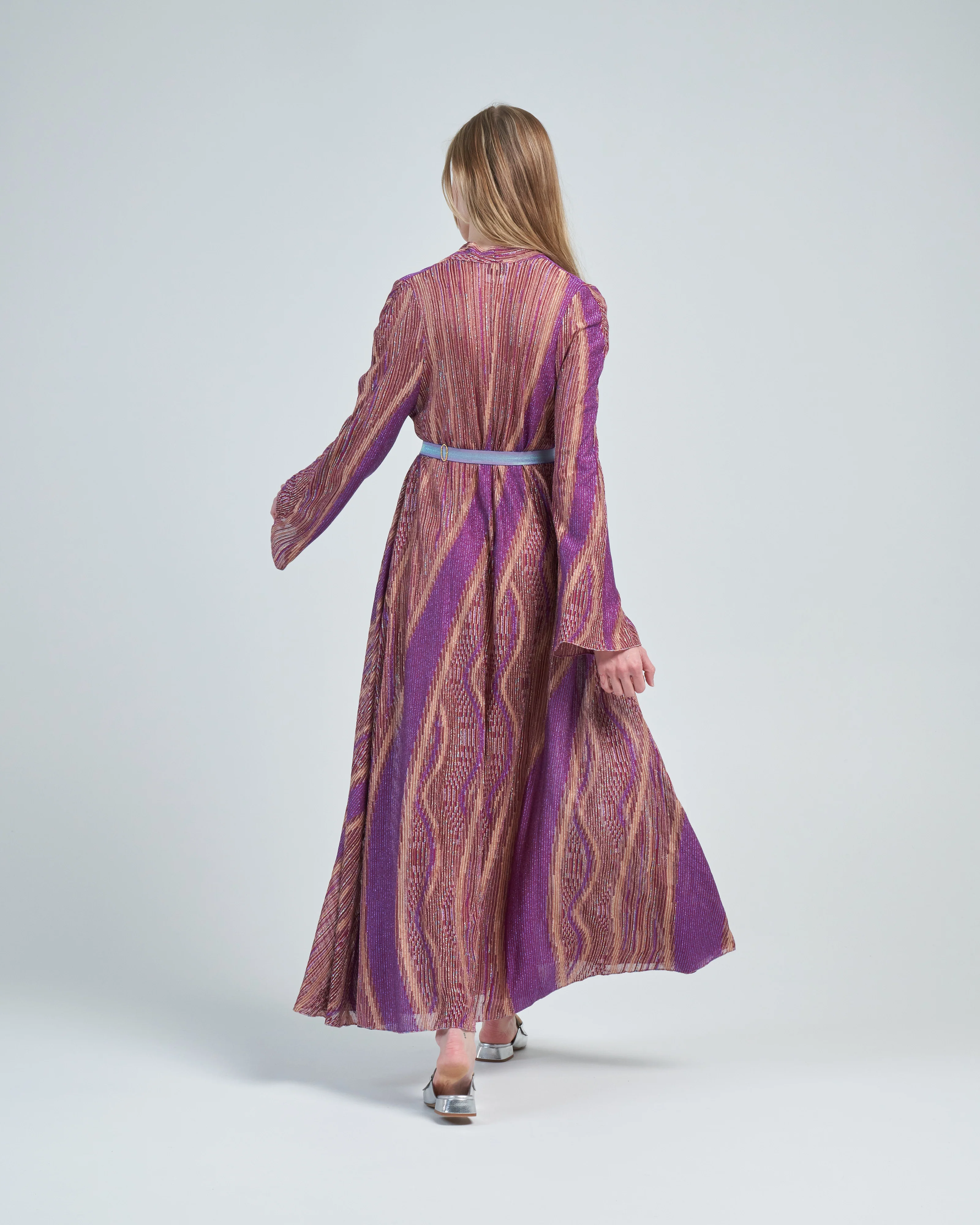 lurex jacquard jersey long cross dress - Image 4