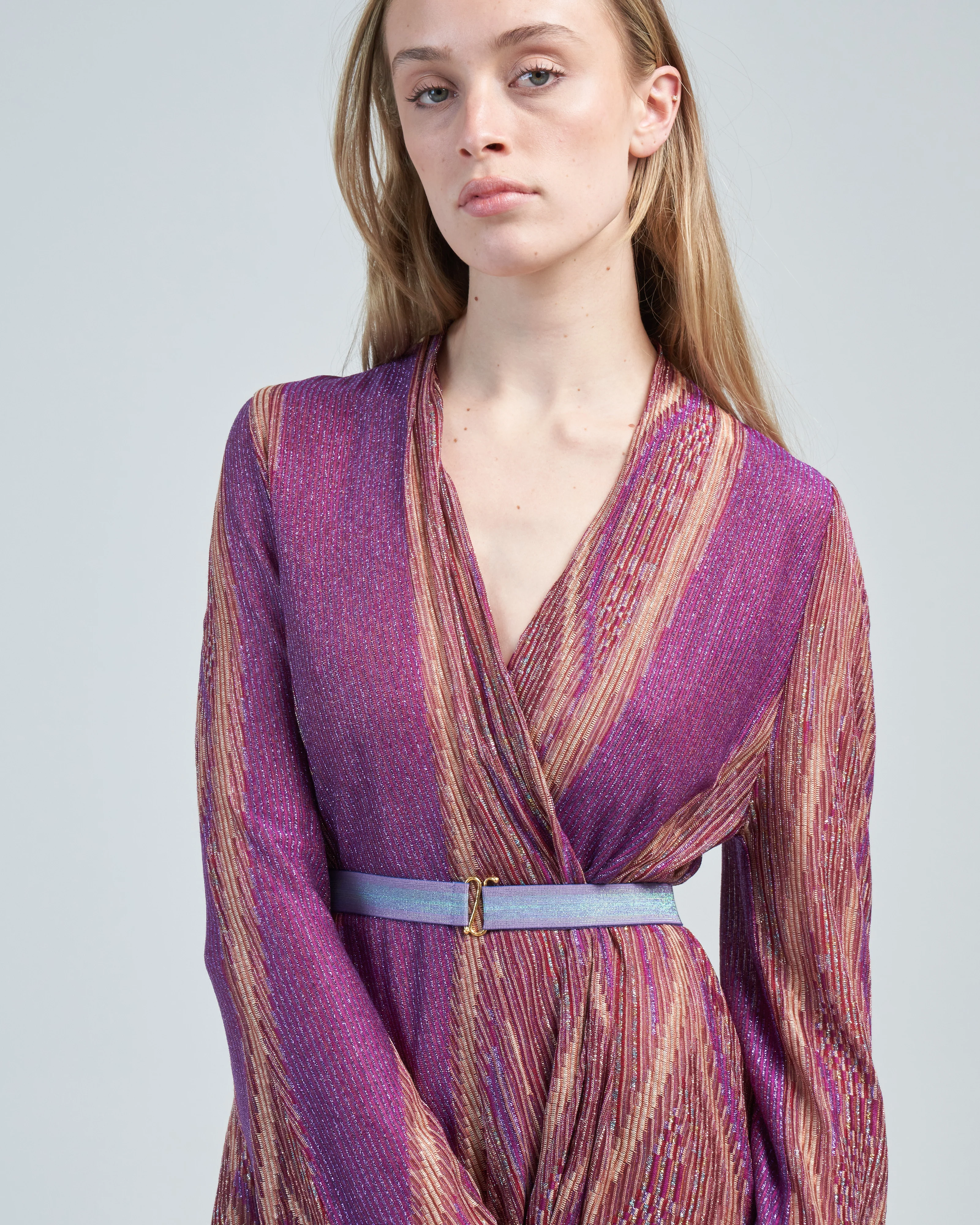 lurex jacquard jersey long cross dress - Image 5