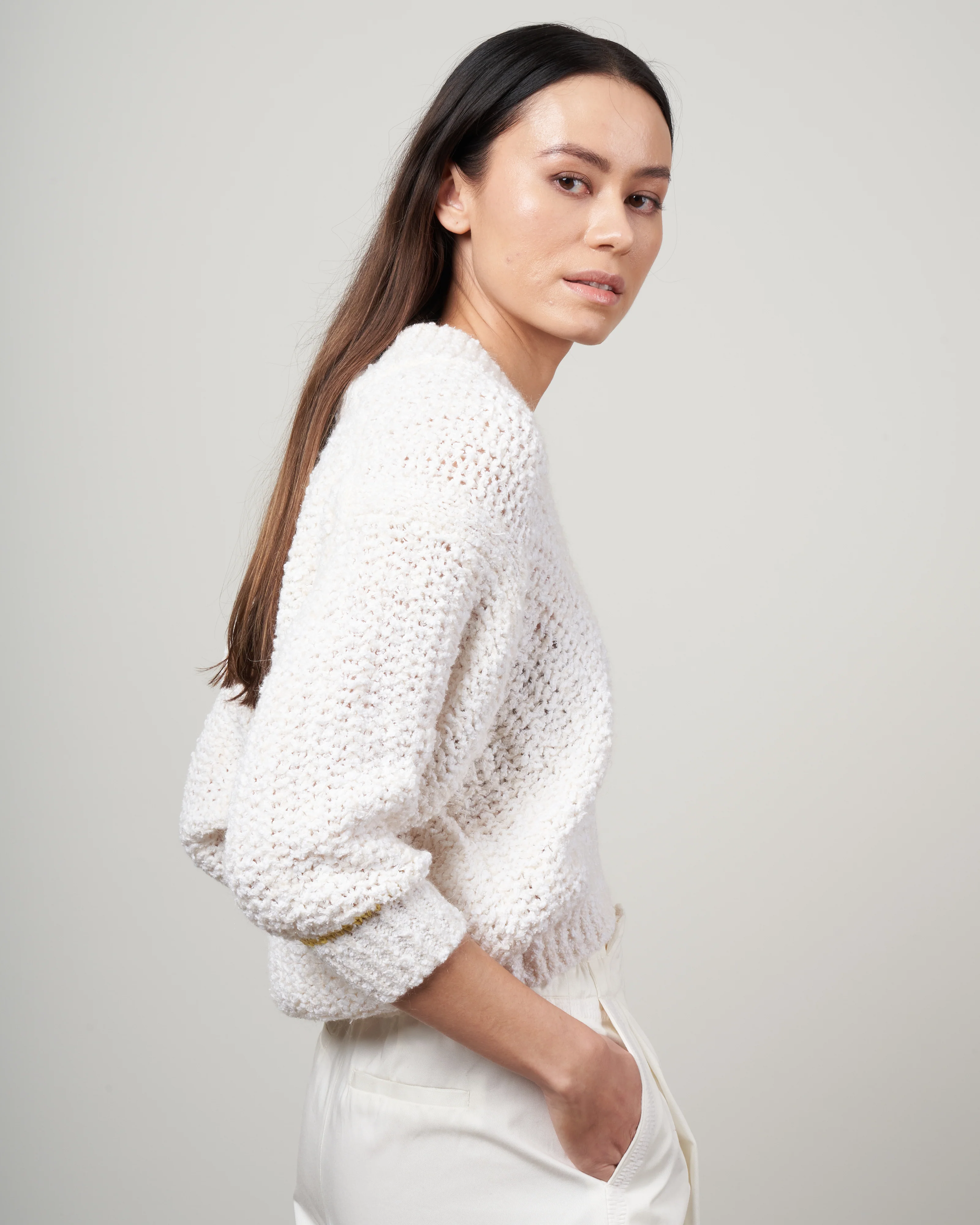 maglia mouliné organico sweater - bianco - Image 3