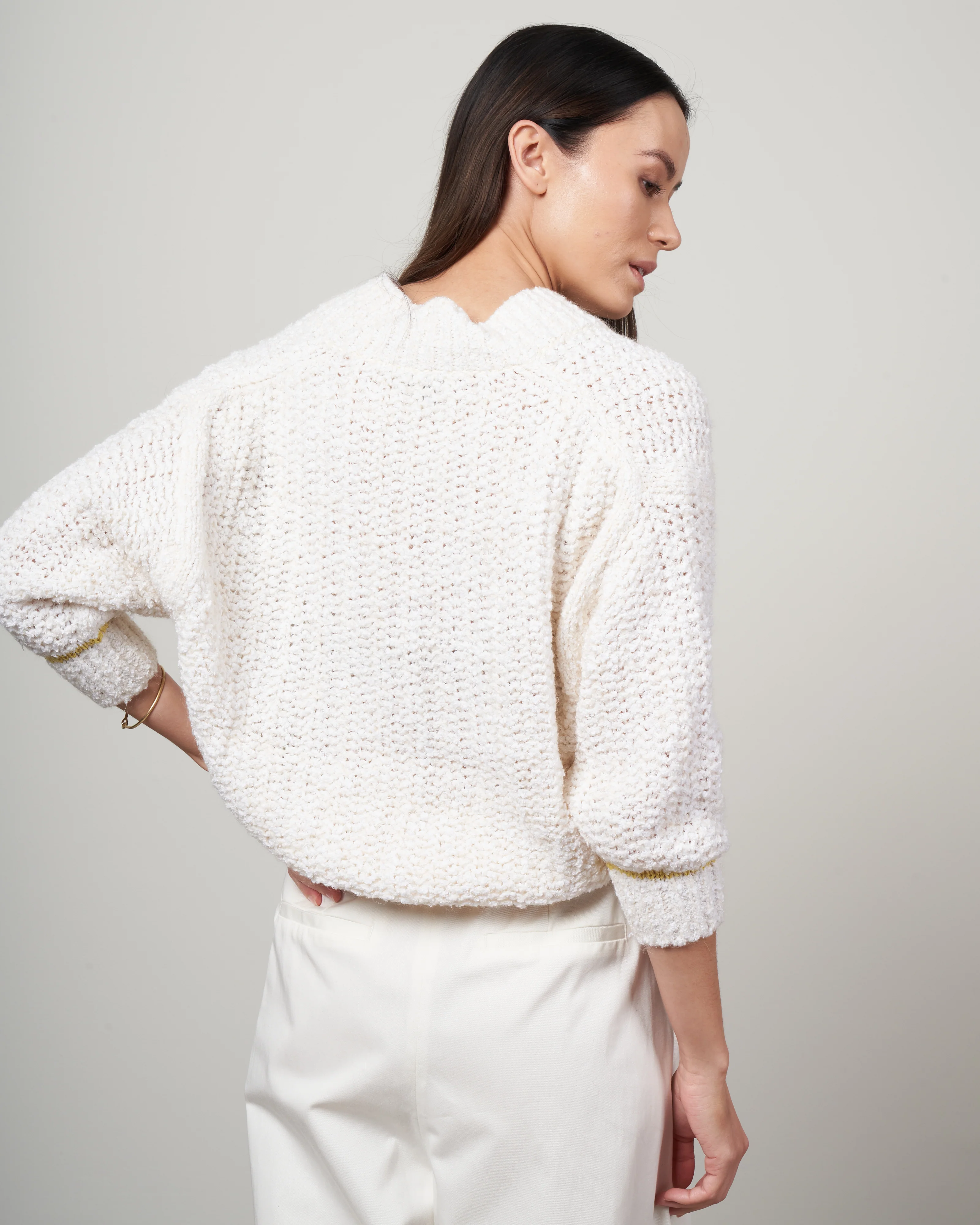 maglia mouliné organico sweater - bianco - Image 4