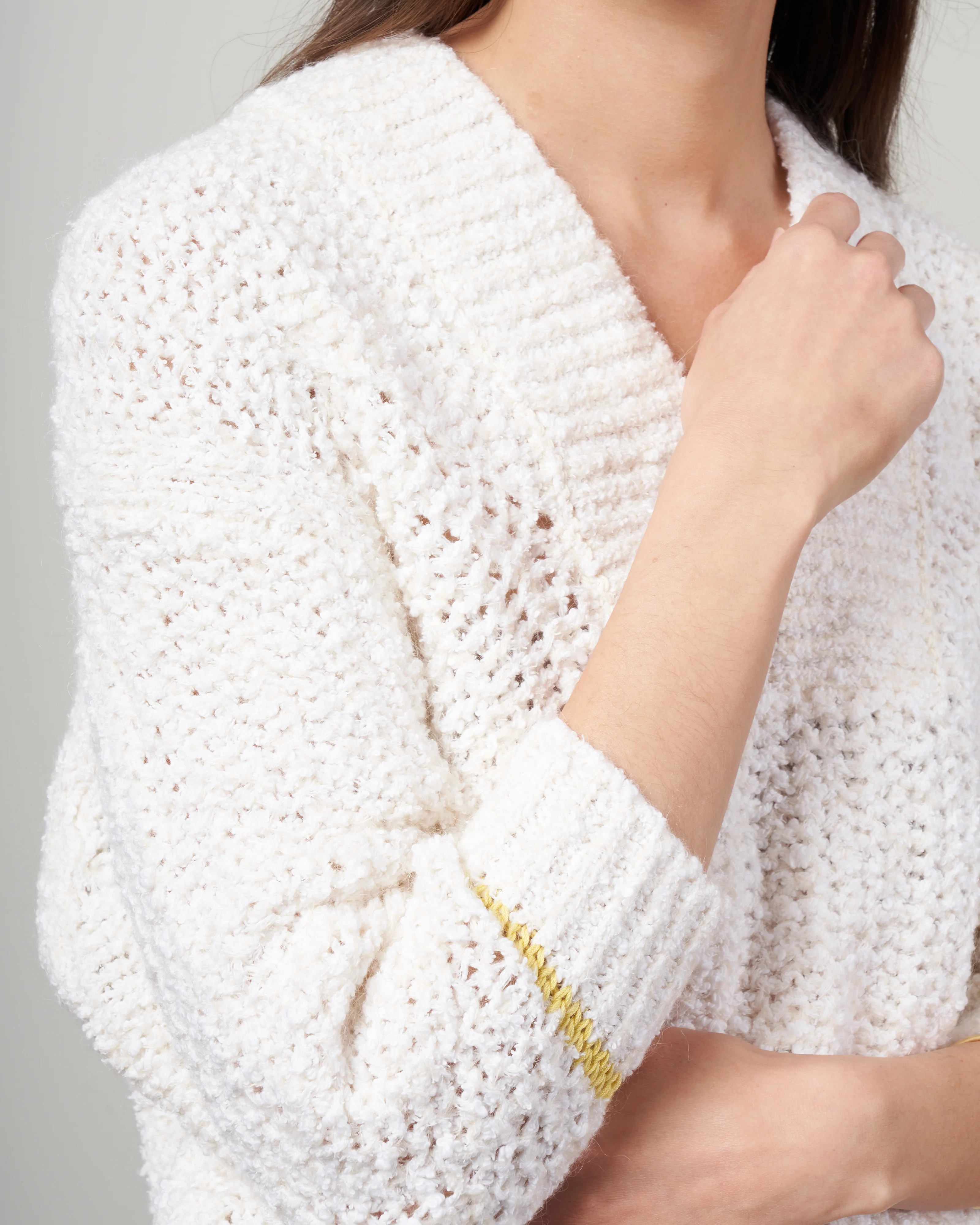 maglia mouliné organico sweater - bianco - Image 5