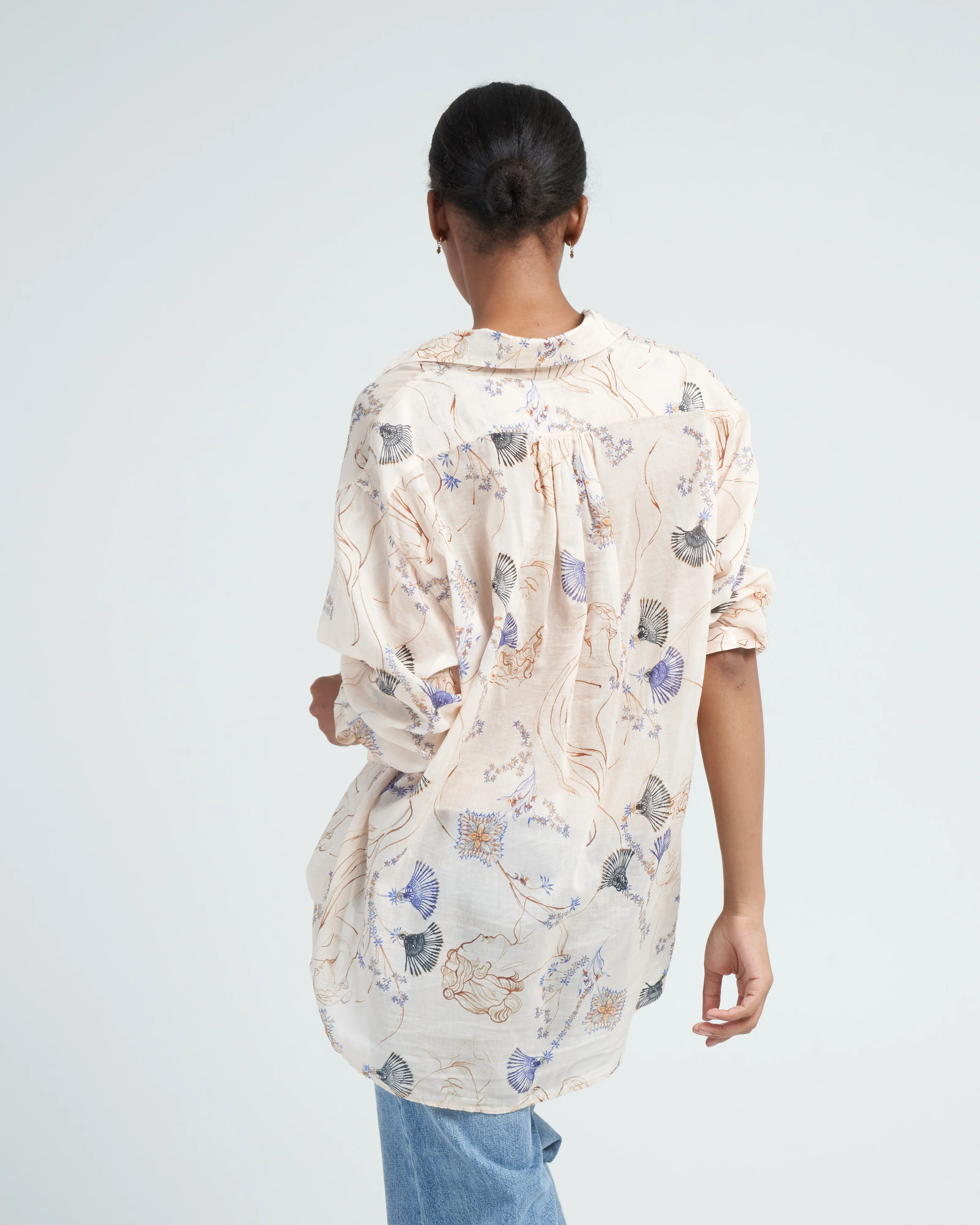 musa print voile shirt - ivory - Image 4