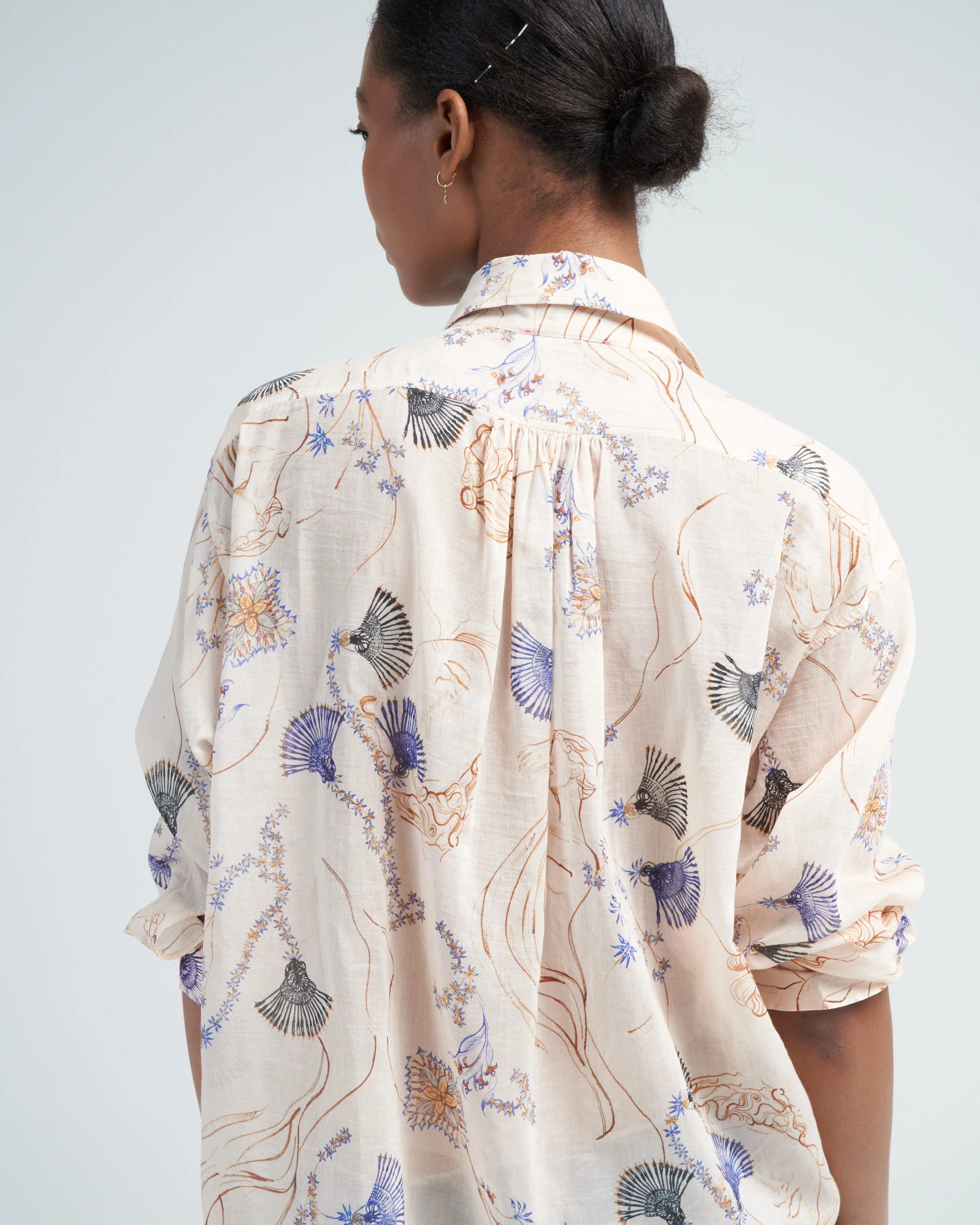 musa print voile shirt - ivory - Image 5