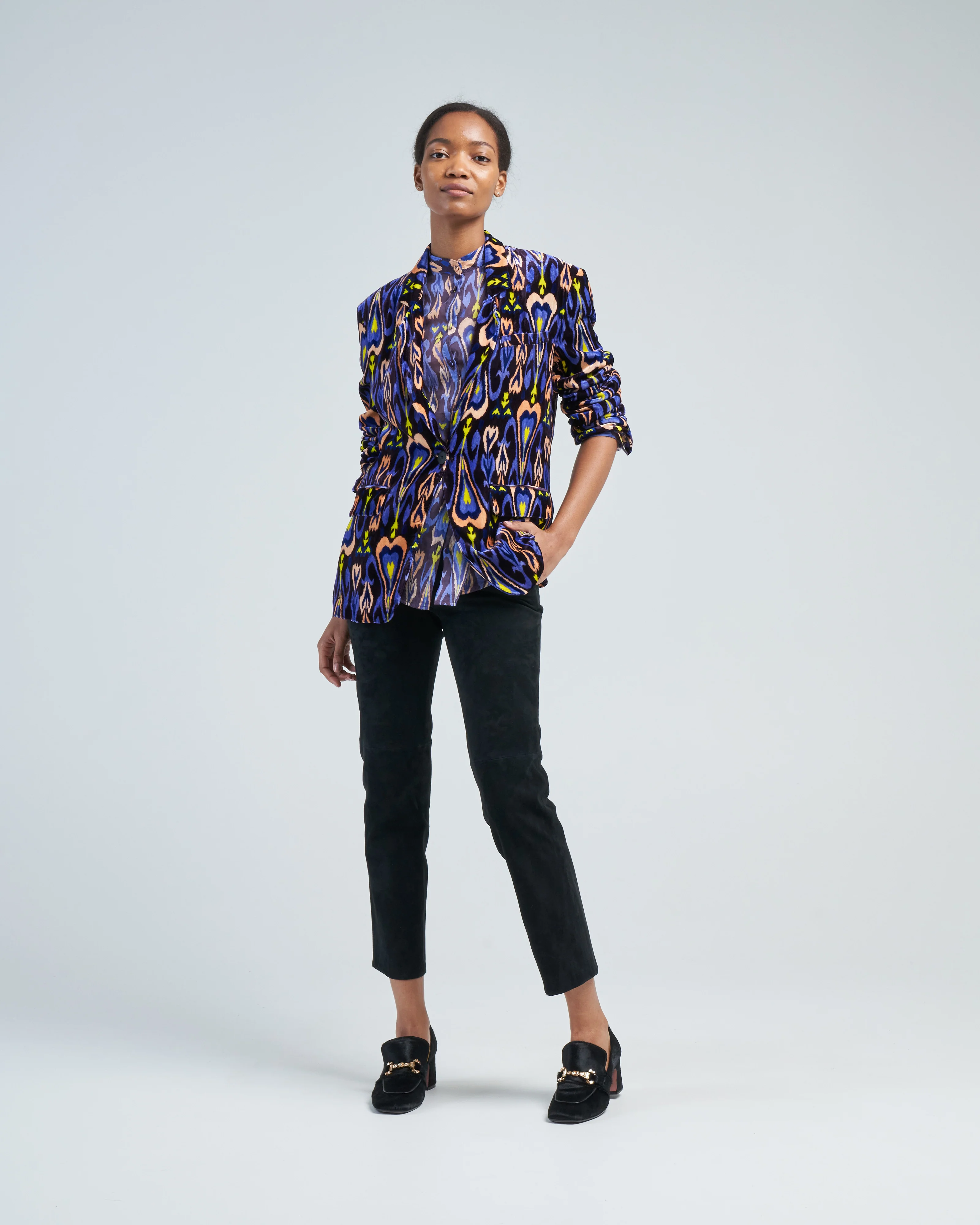 northern light print chic velvet jacket - Image 2