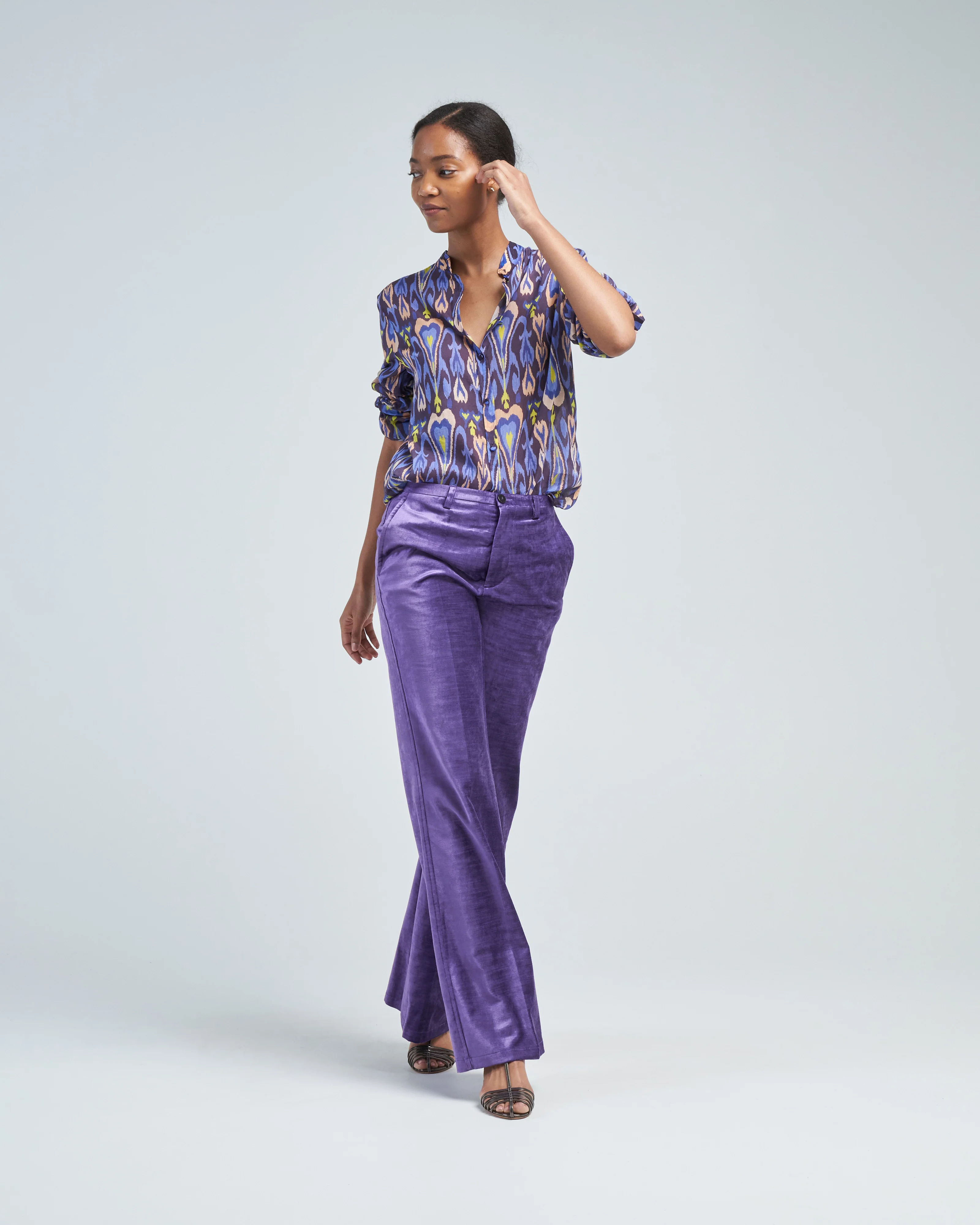 northern light print voile grandfather shirt - Image 2