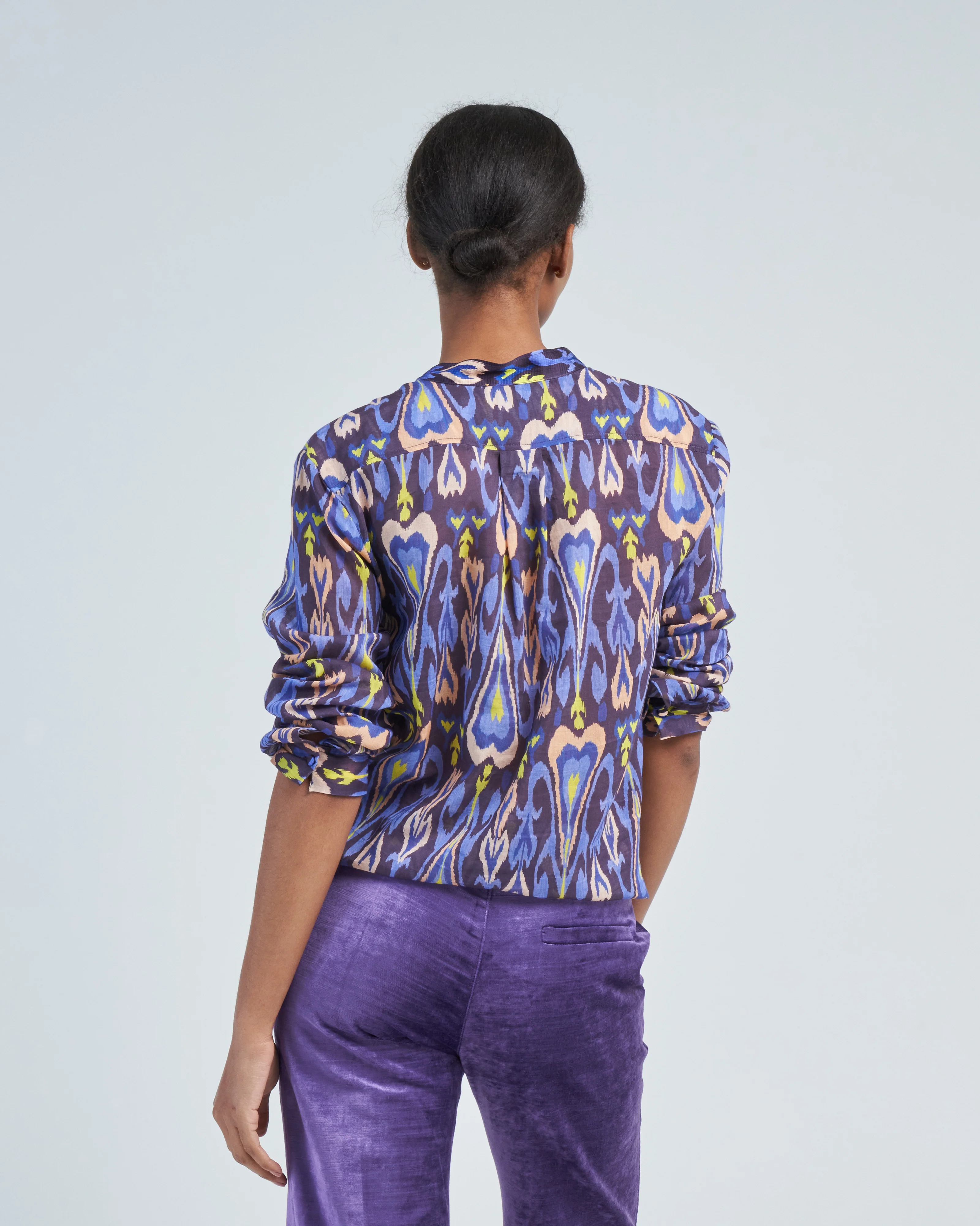 northern light print voile grandfather shirt - Image 4