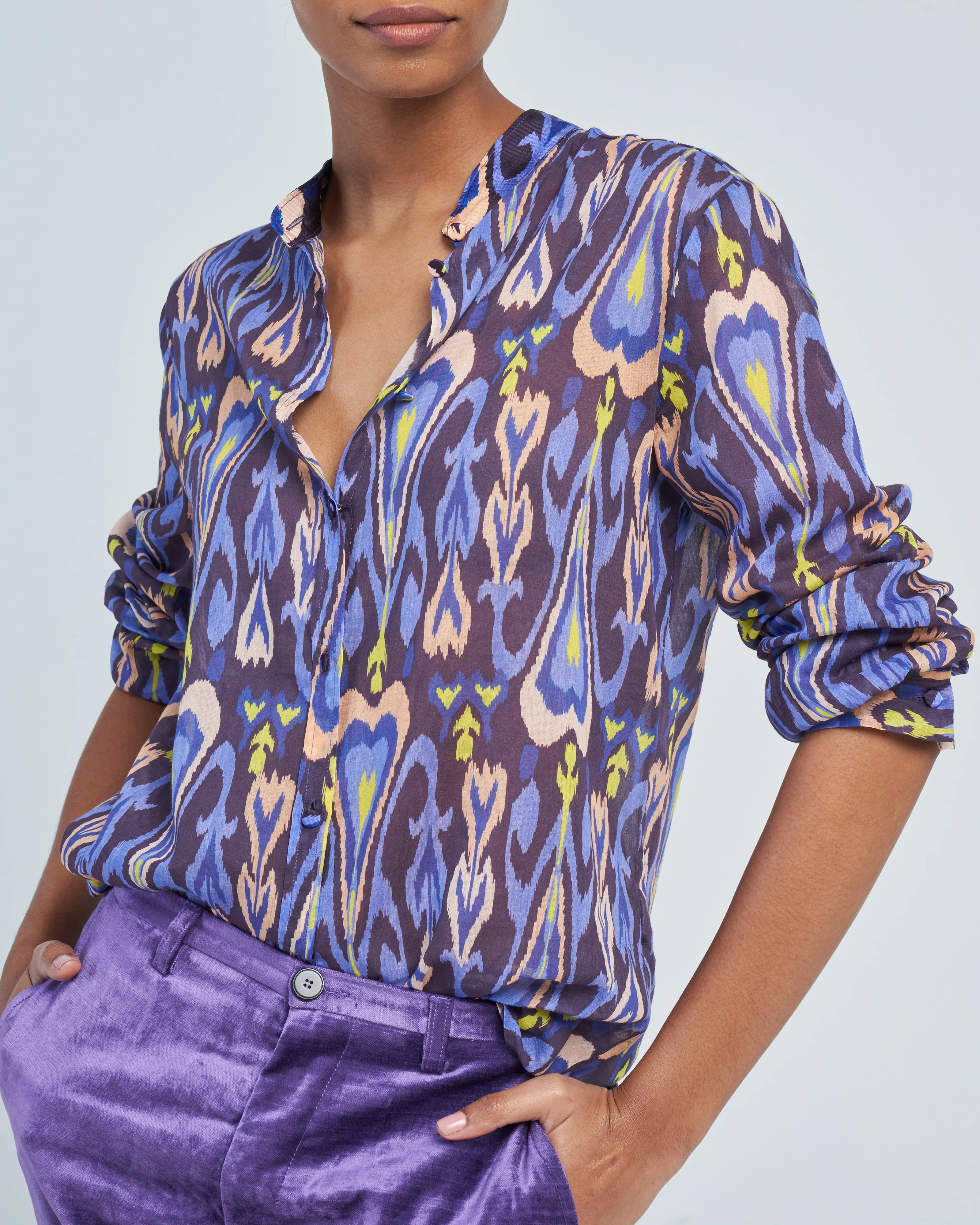 northern light print voile grandfather shirt - Image 5