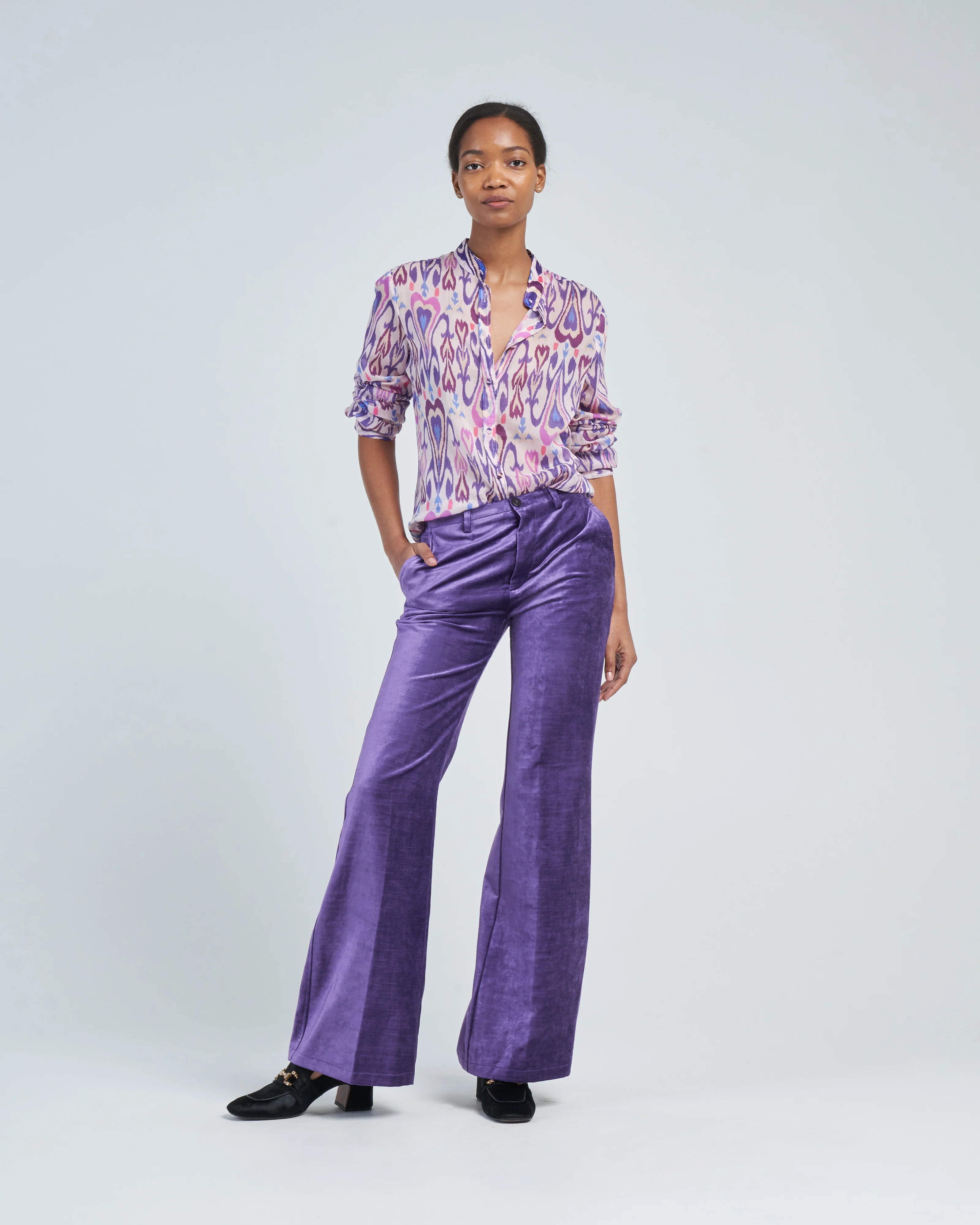 northern light print voile grandfather shirt - Image 2
