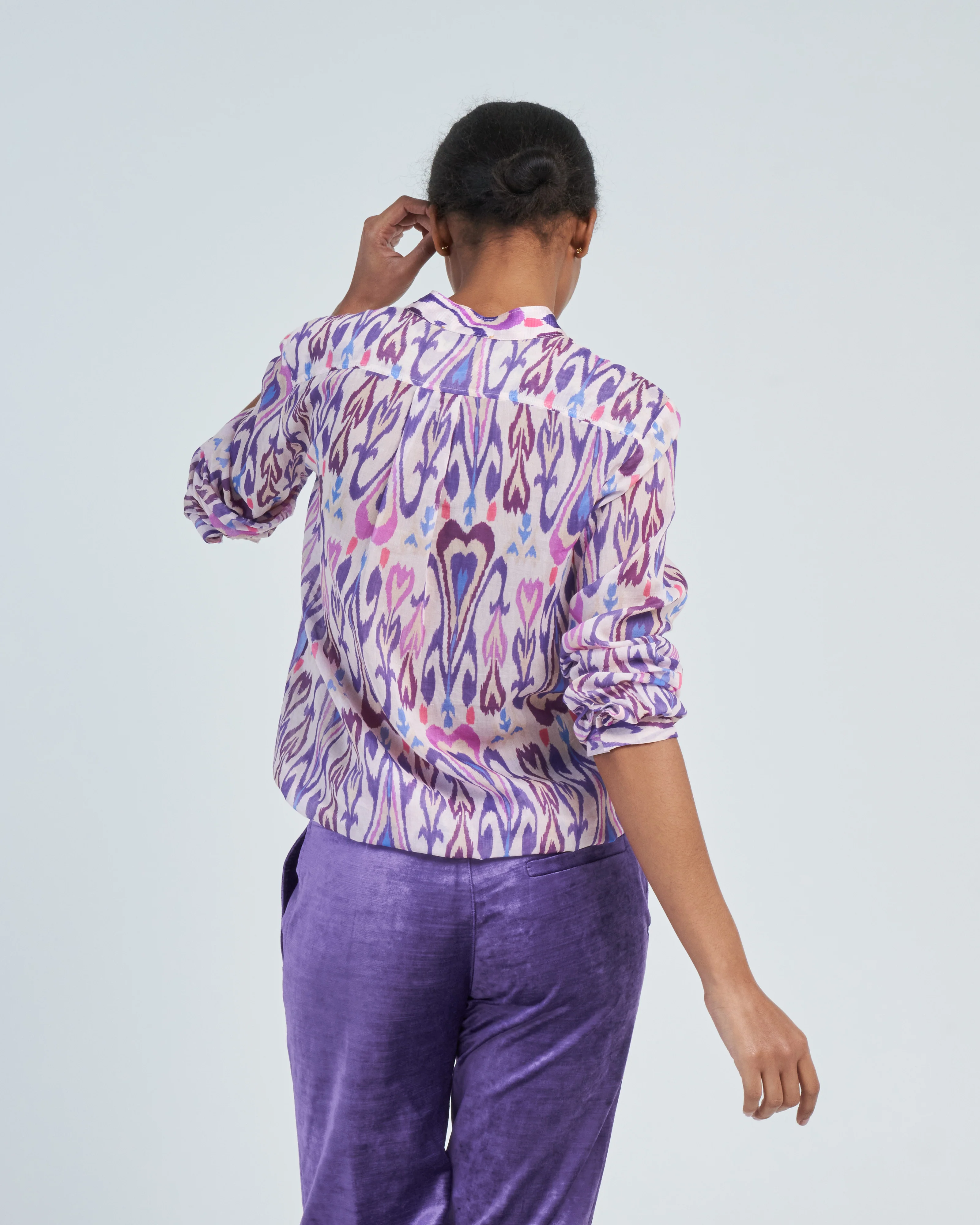 northern light print voile grandfather shirt - Image 4