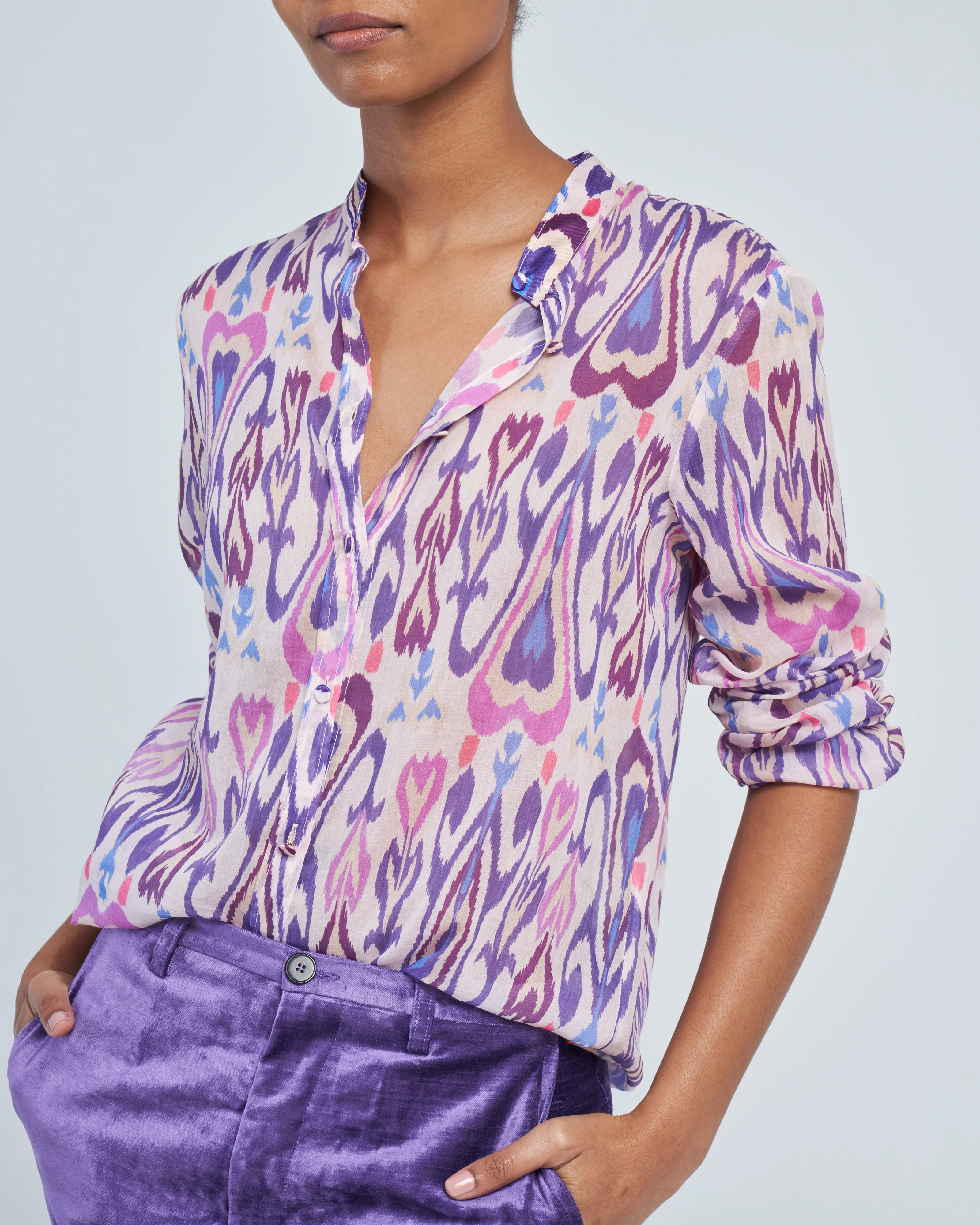 northern light print voile grandfather shirt - Image 5