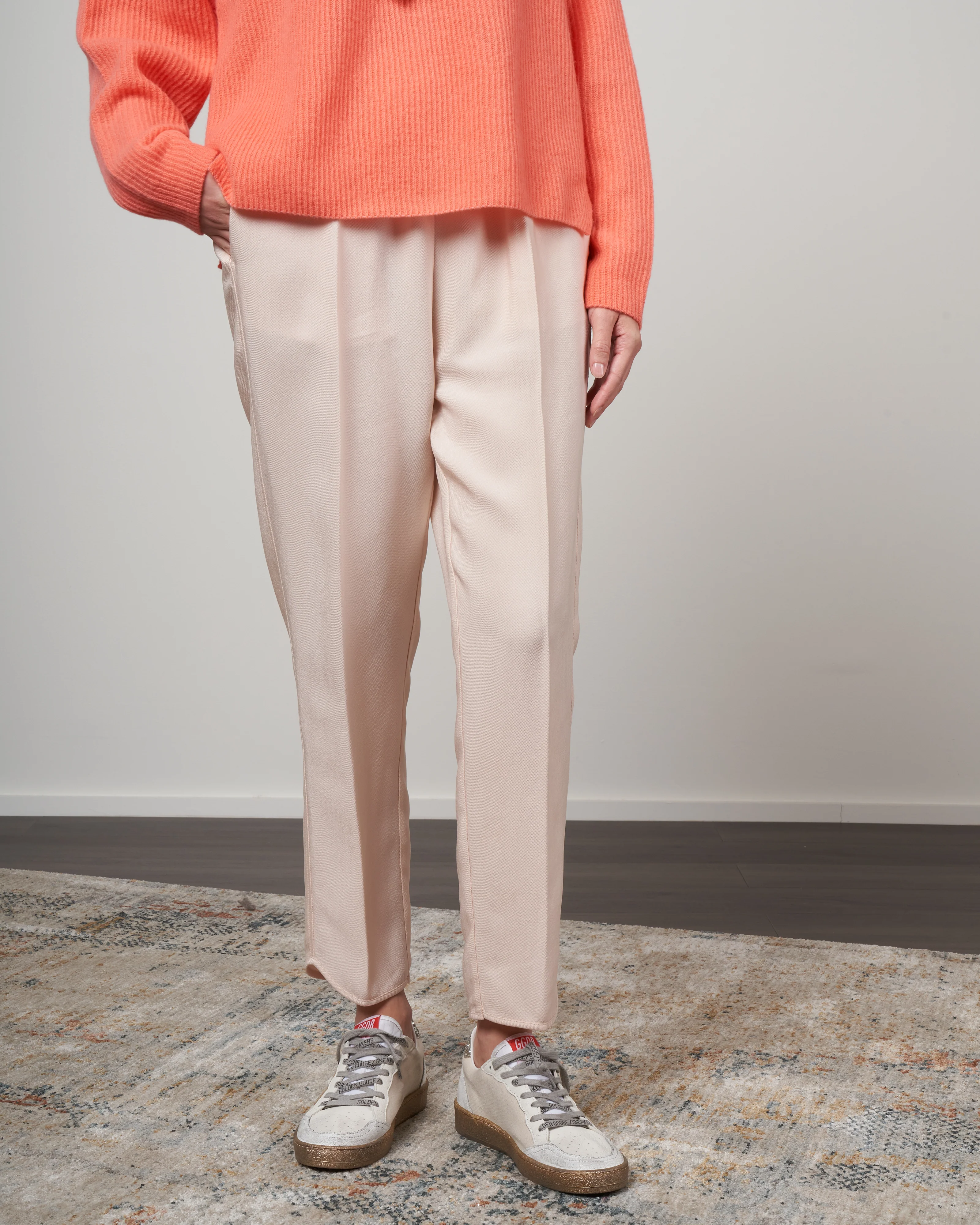 pantalone elastico cupro lavato - cream