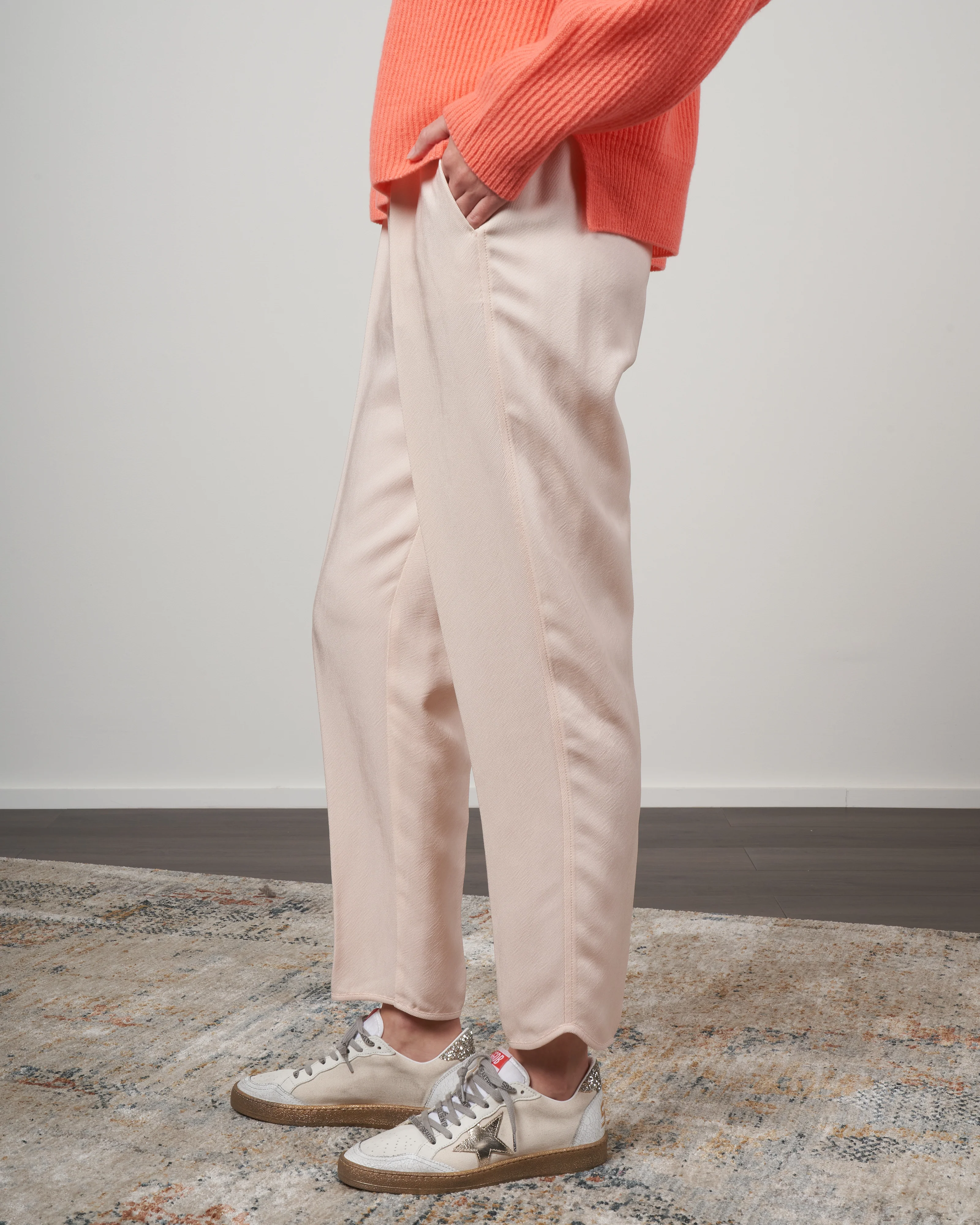 pantalone elastico cupro lavato - cream - Image 3
